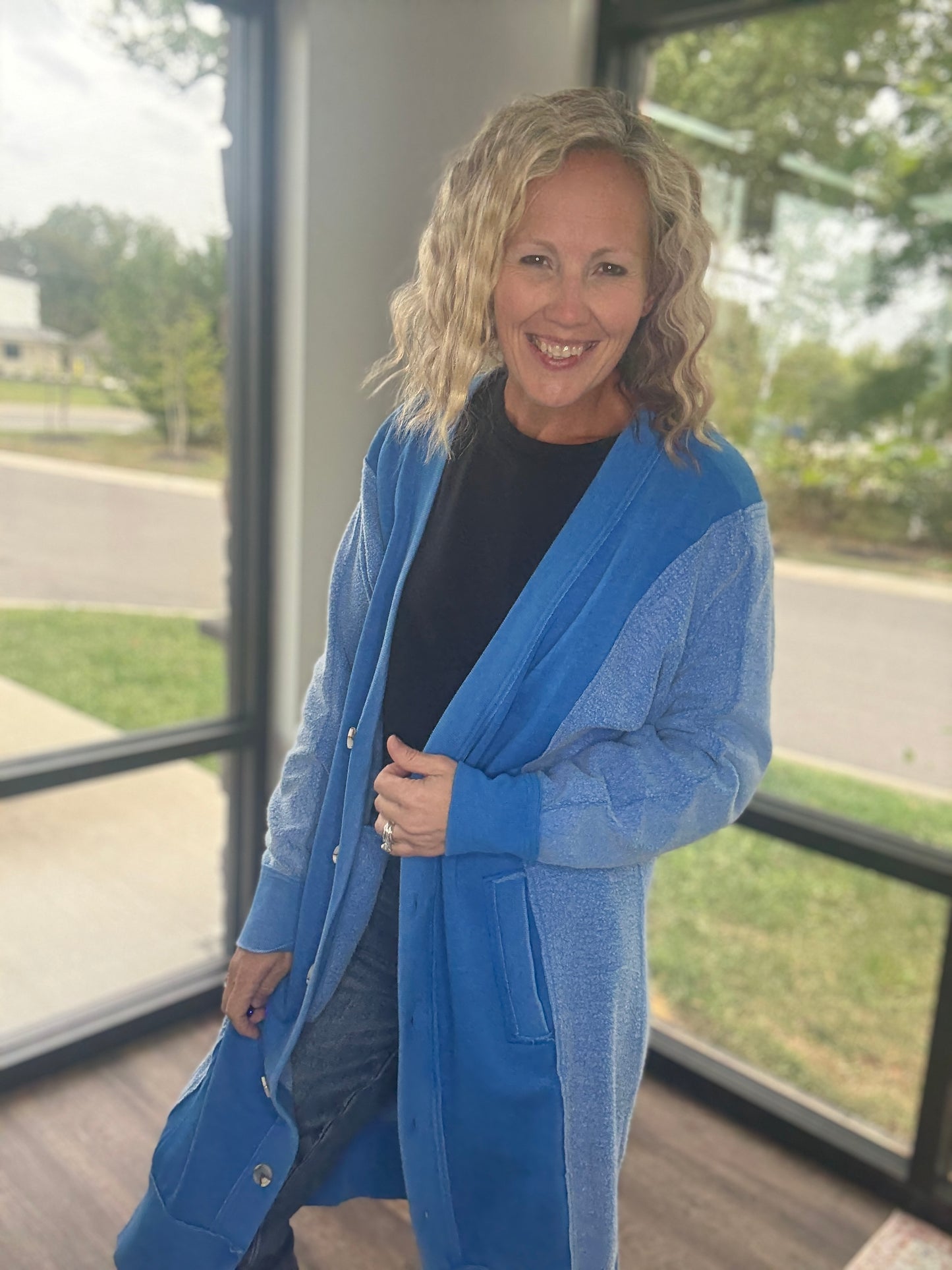 It's Friday Cardi- Blue