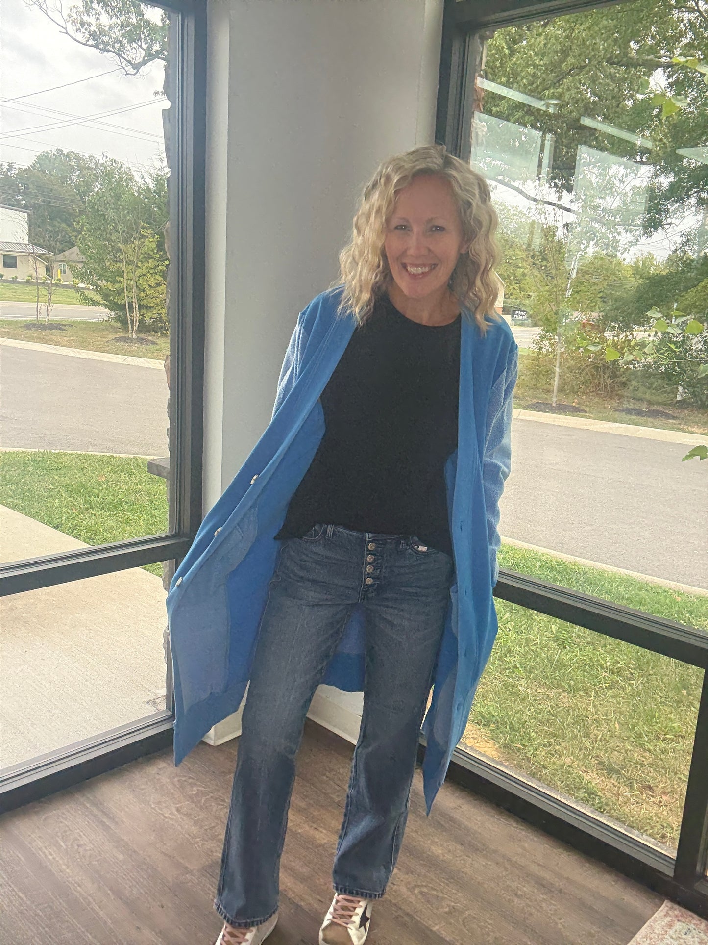 It's Friday Cardi- Blue