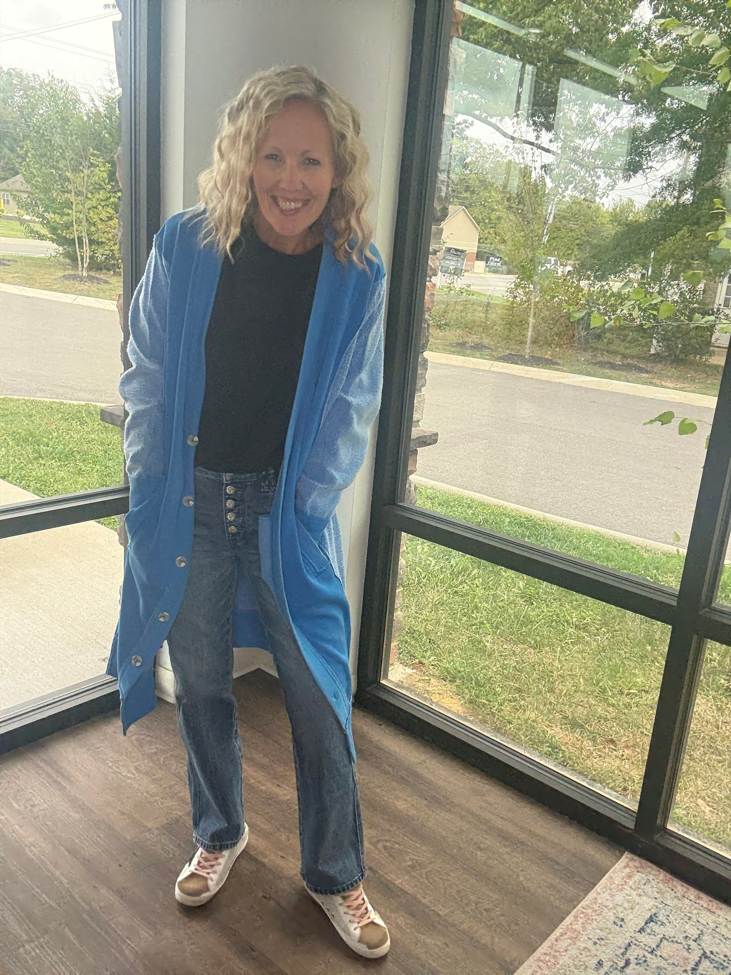 It's Friday Cardi- Blue
