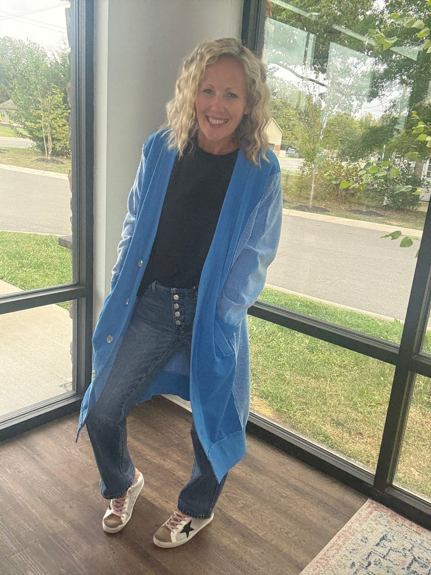 It's Friday Cardi- Blue