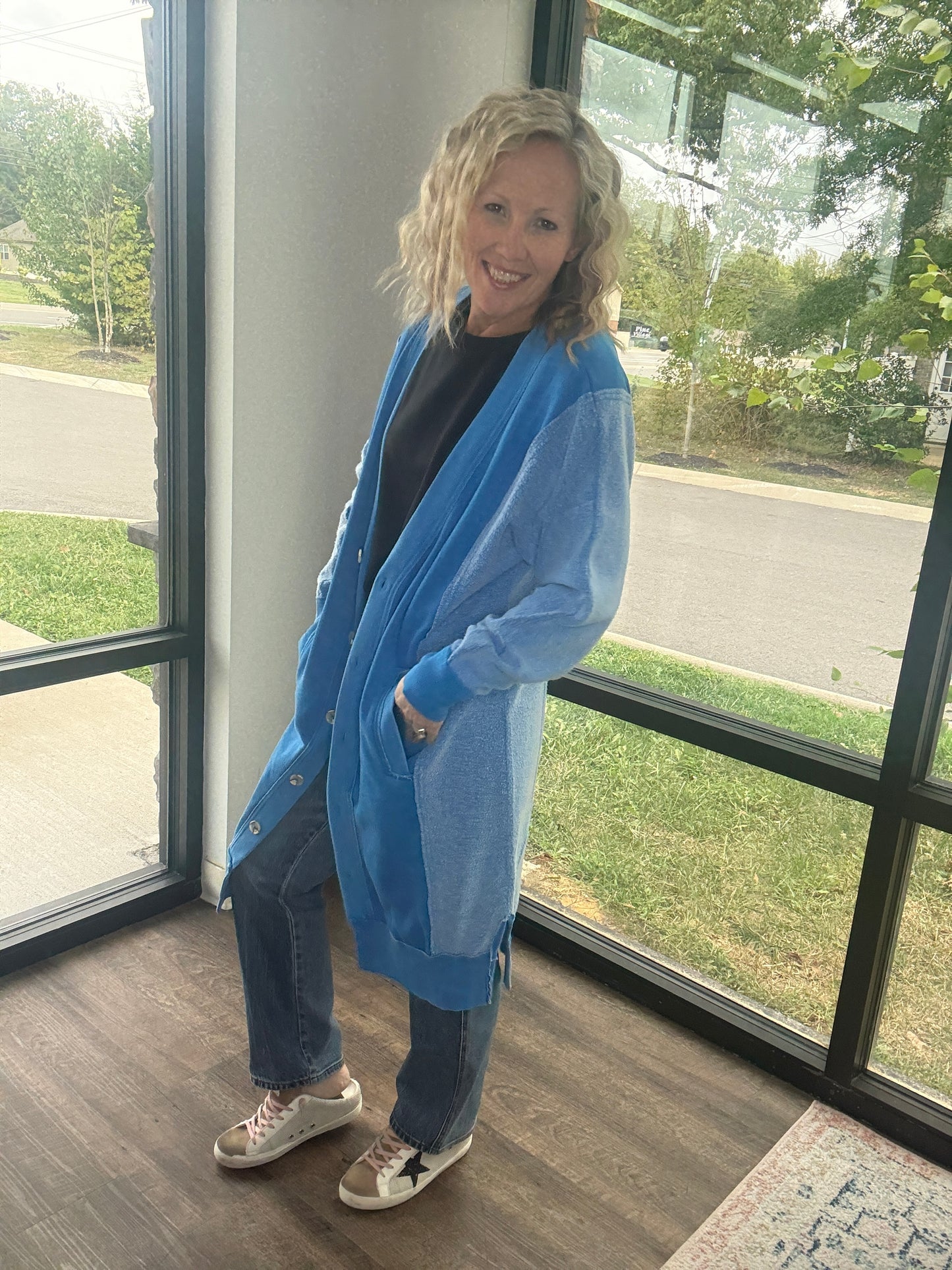It's Friday Cardi- Blue