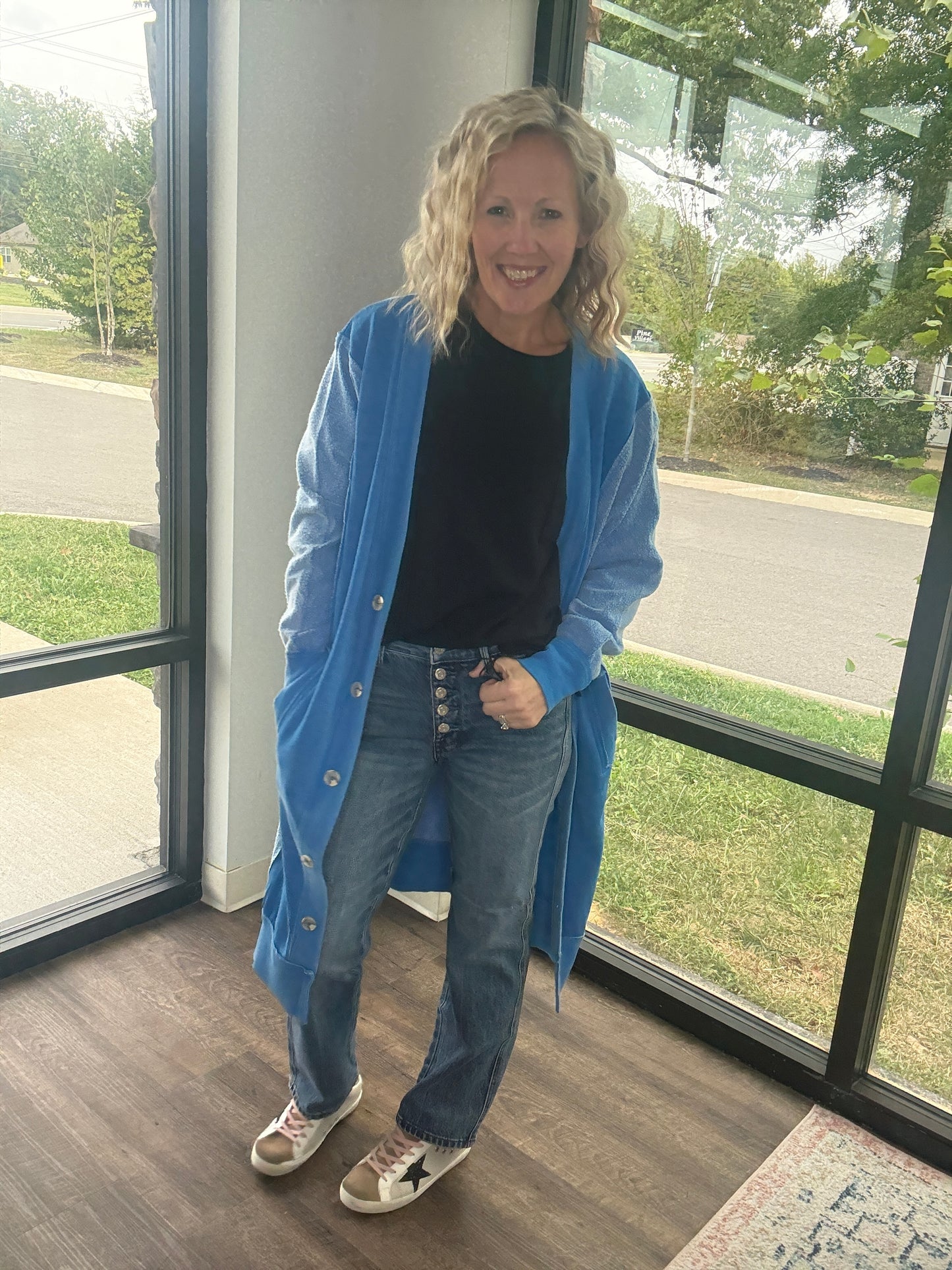 It's Friday Cardi- Blue