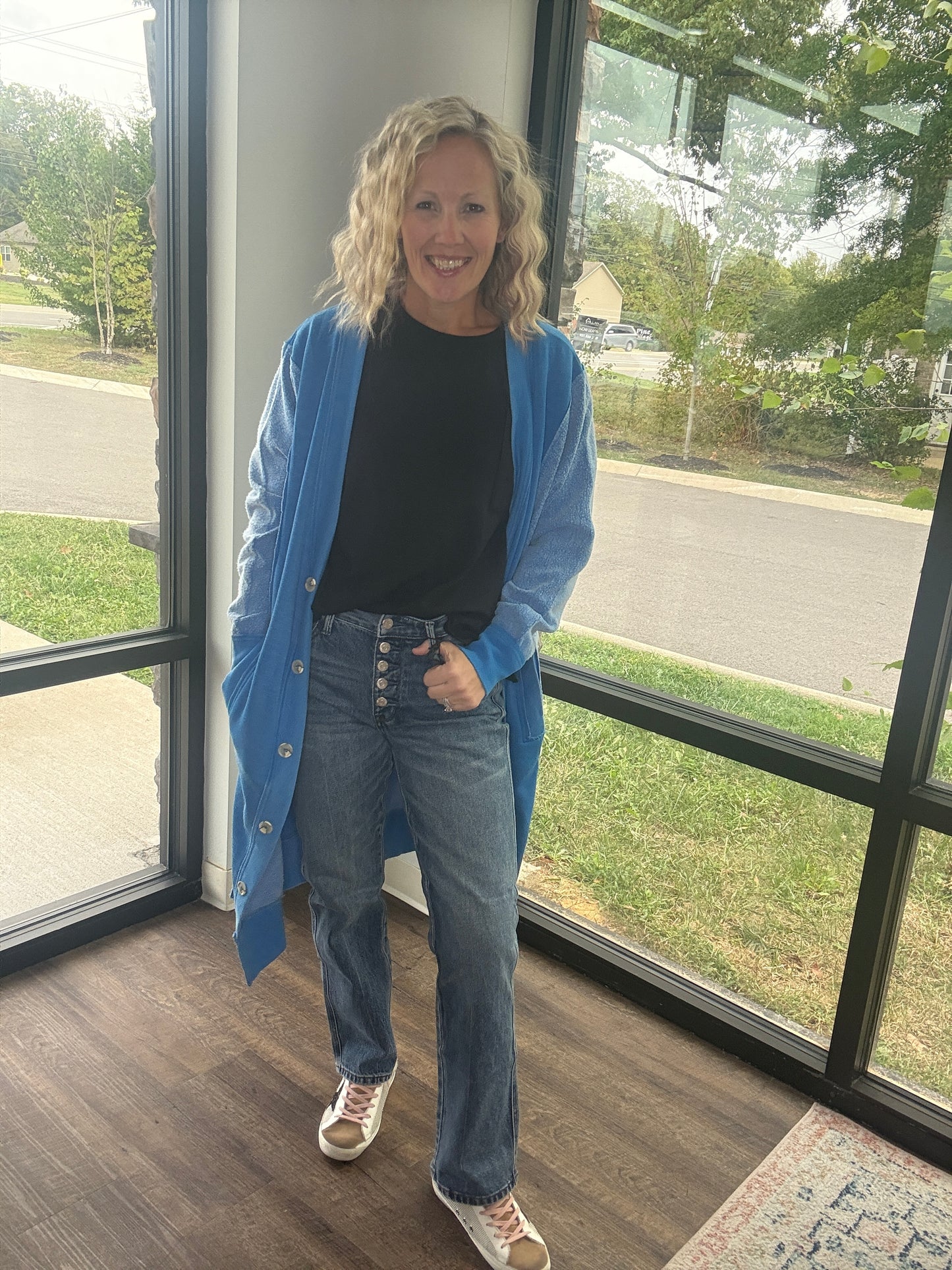 It's Friday Cardi- Blue