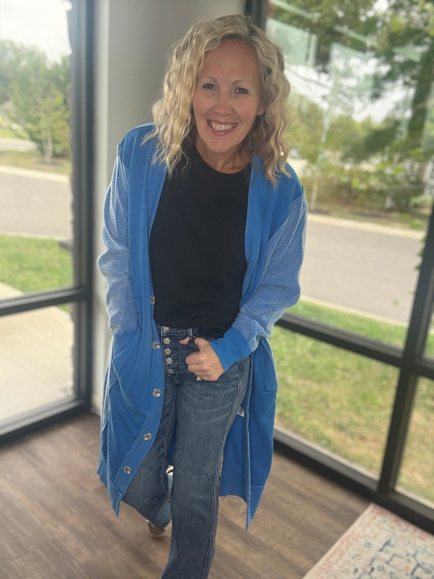 It's Friday Cardi- Blue