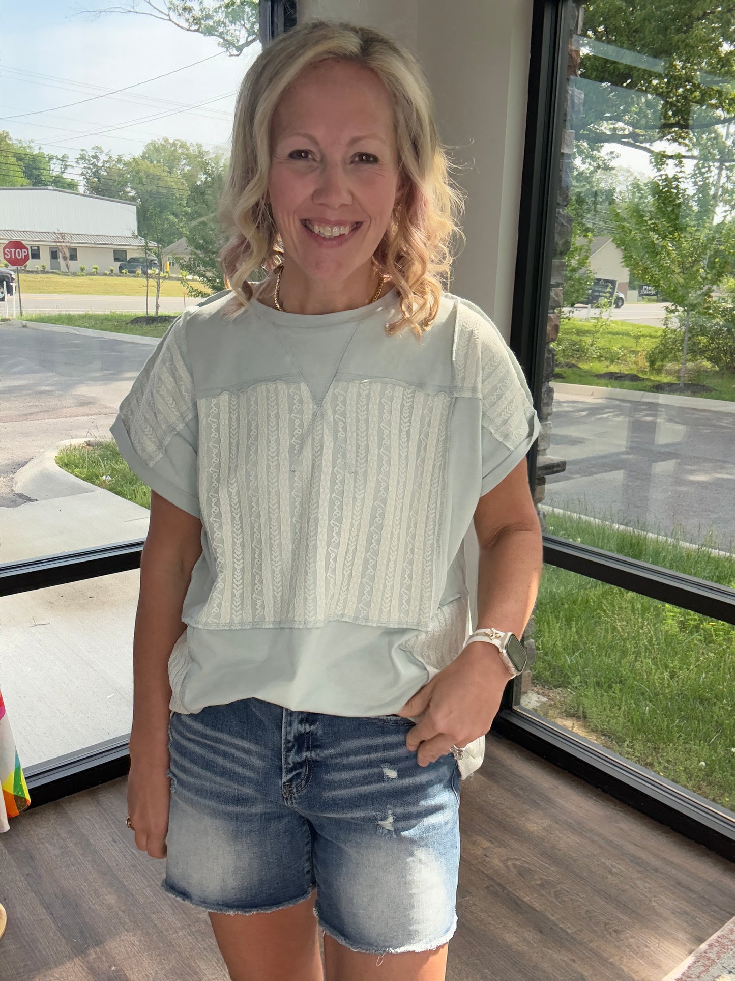 Sage Lace Top