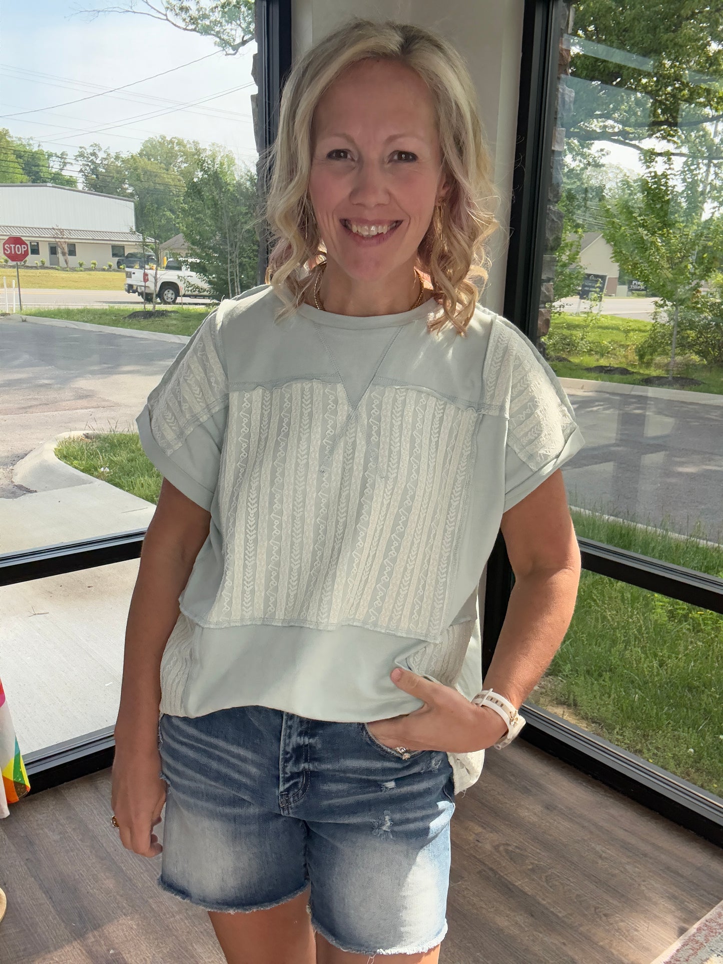 Sage Lace Top