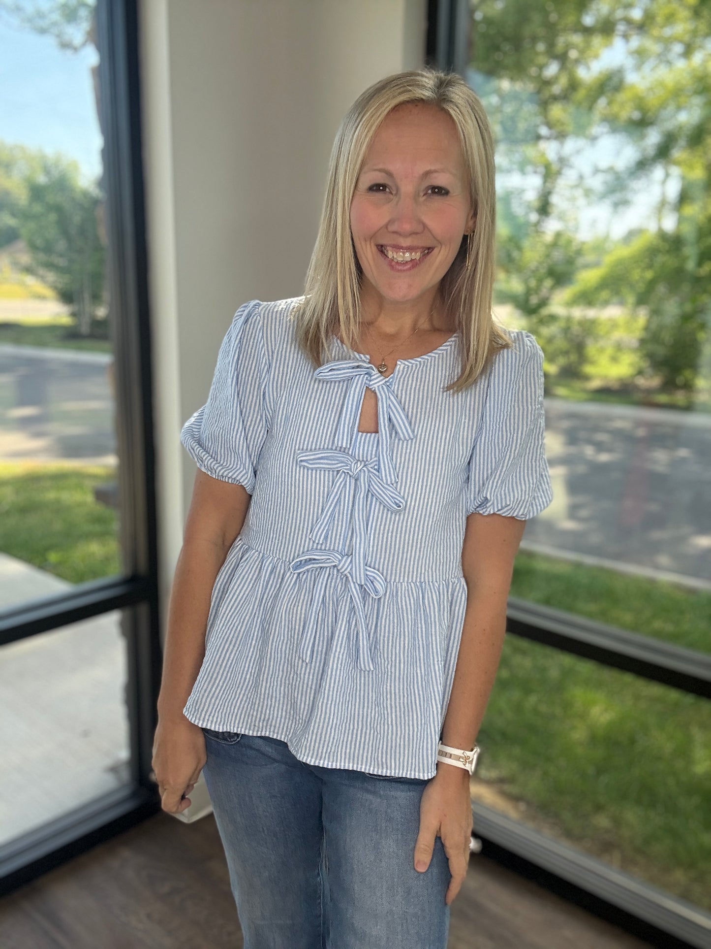 Sweet Stripes Top- Blue