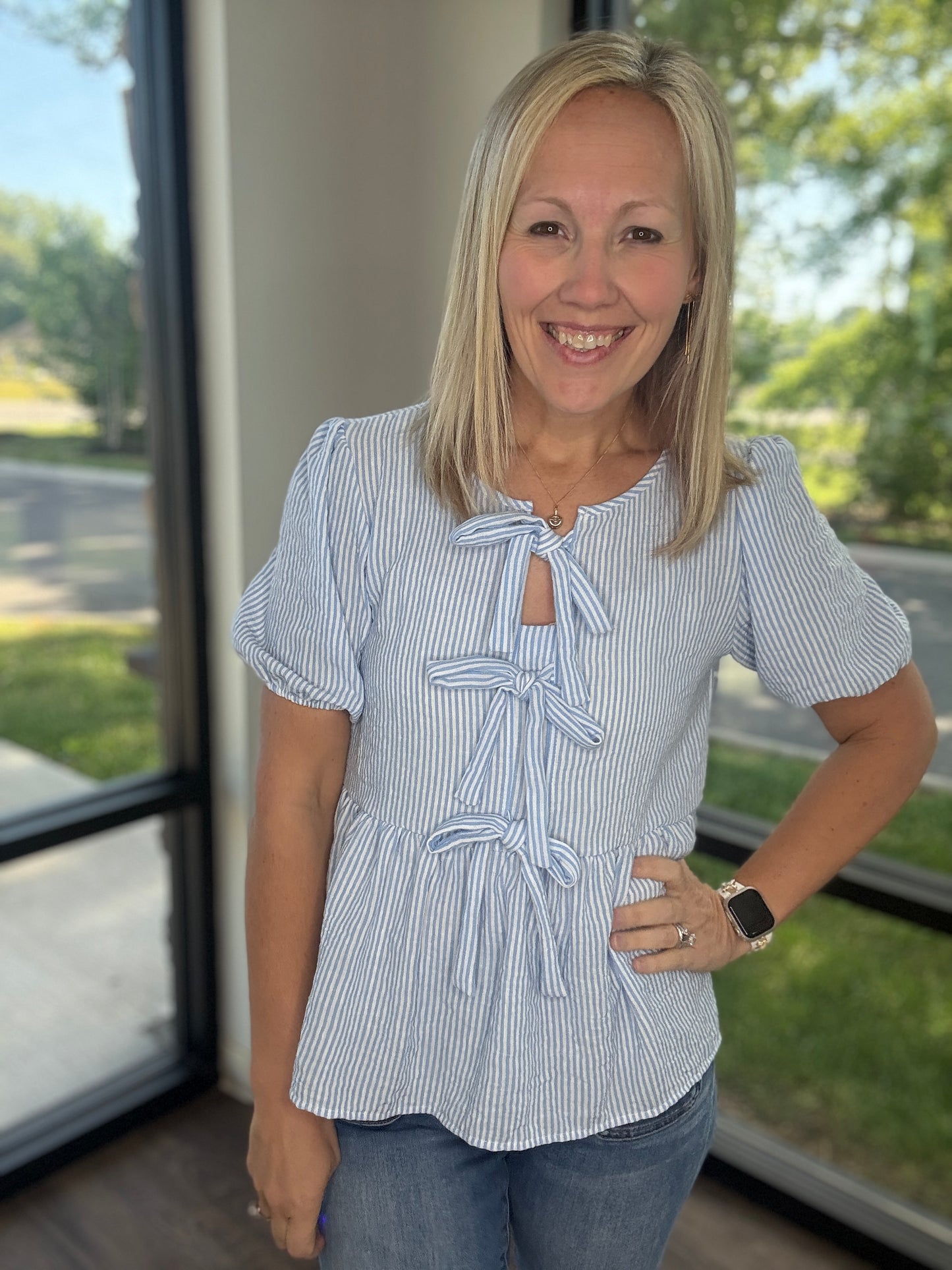 Sweet Stripes Top- Blue