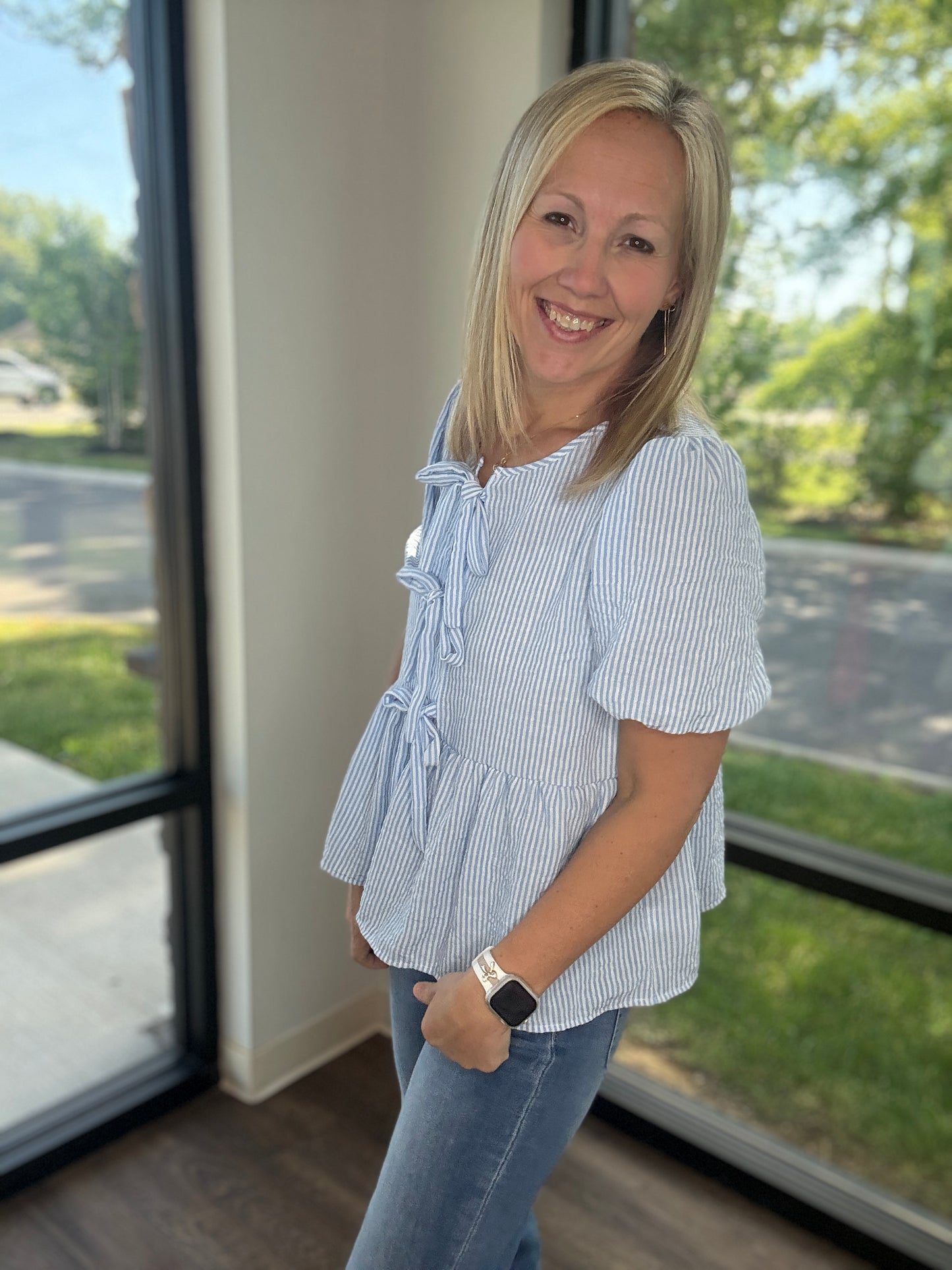 Sweet Stripes Top- Blue