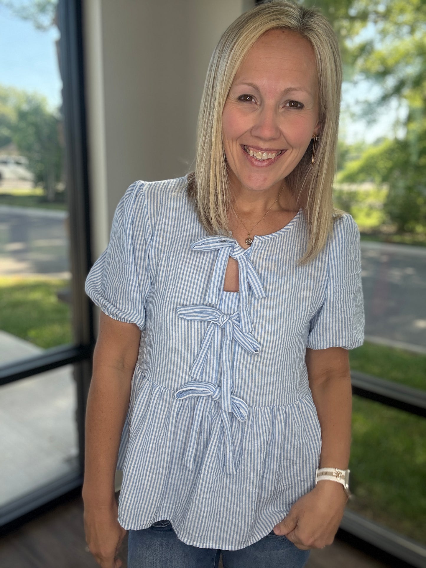 Sweet Stripes Top- Blue