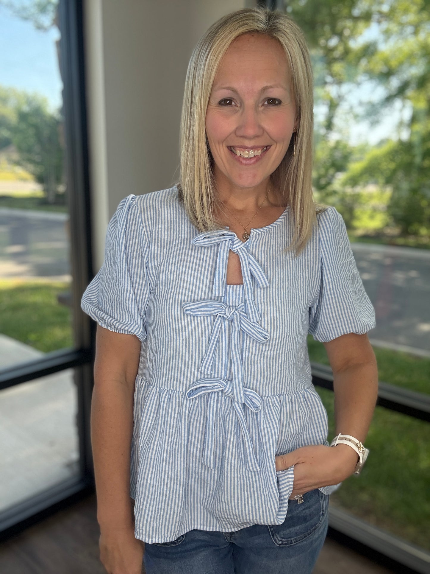 Sweet Stripes Top- Blue
