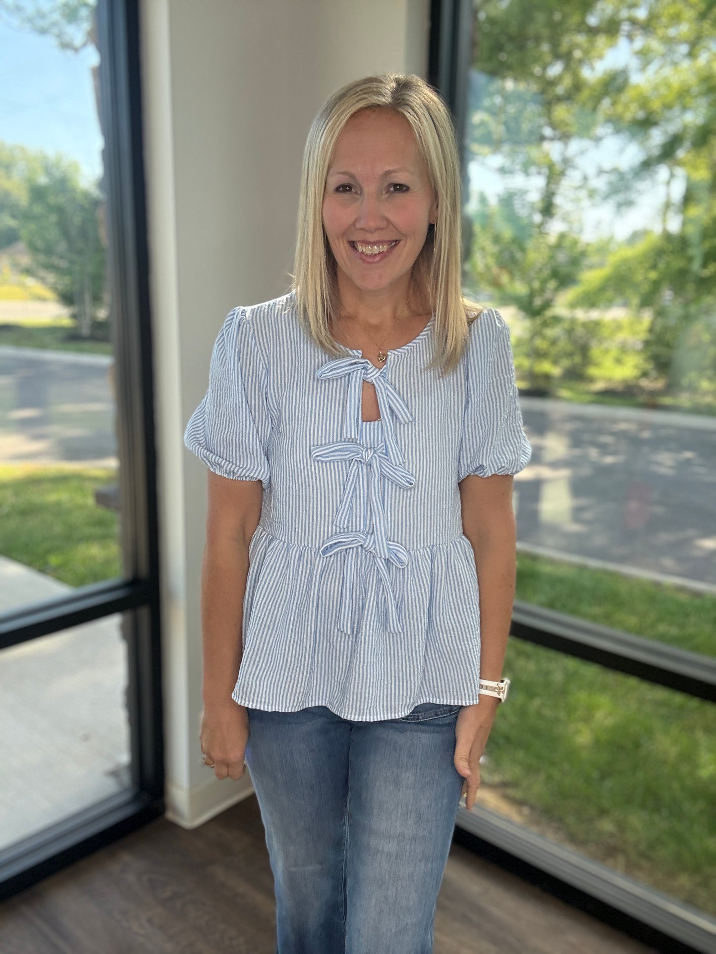 Sweet Stripes Top- Blue