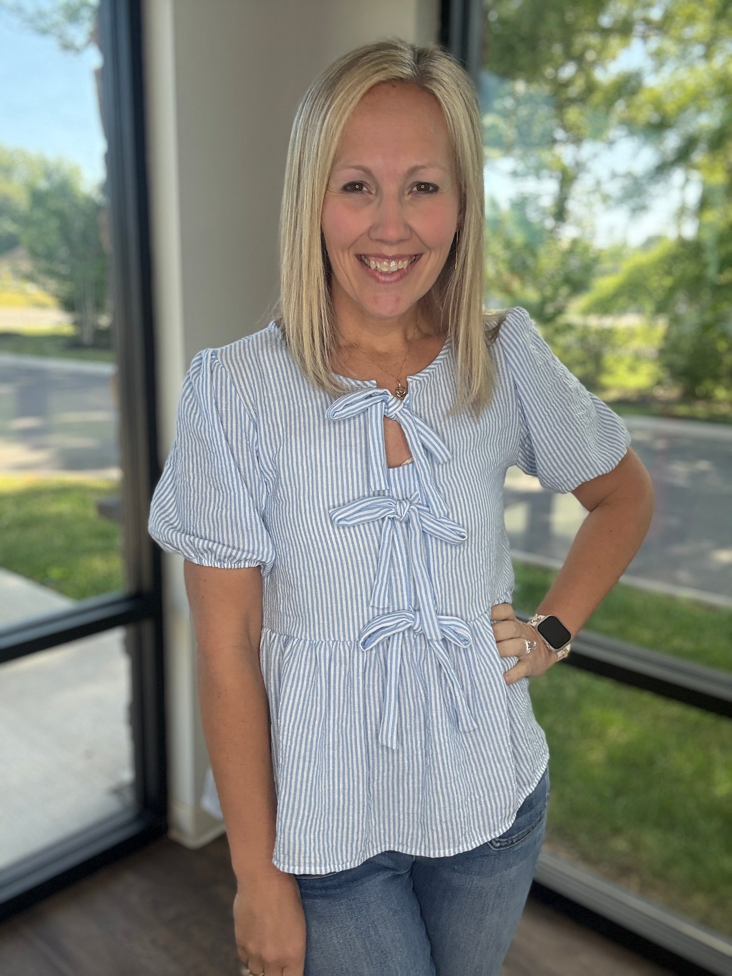 Sweet Stripes Top- Blue