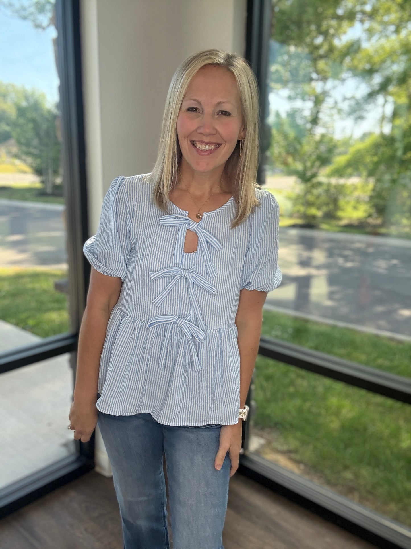Sweet Stripes Top- Blue