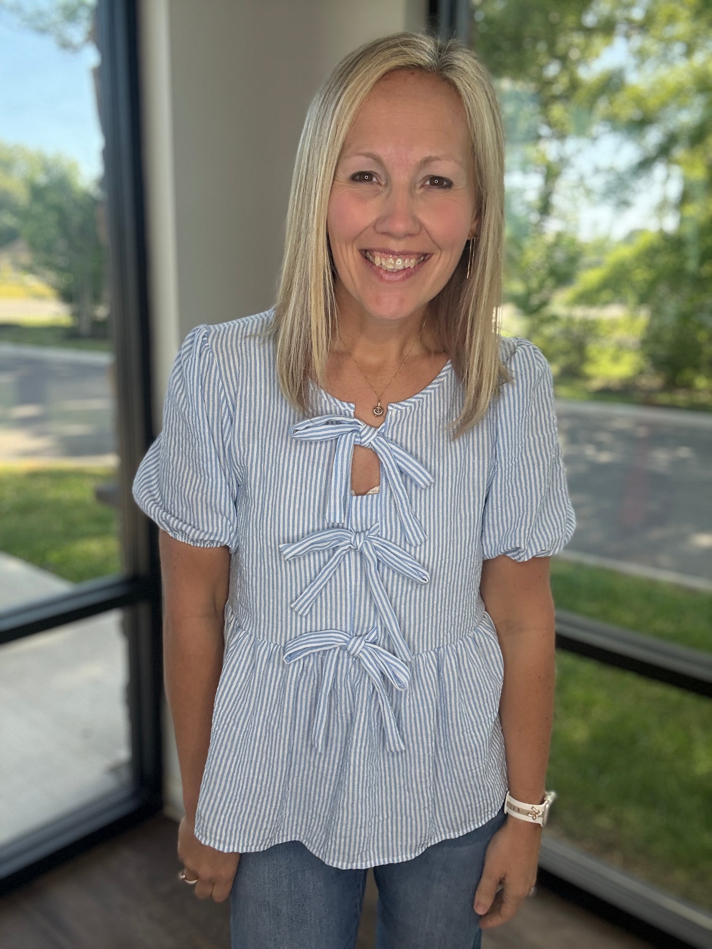 Sweet Stripes Top- Blue