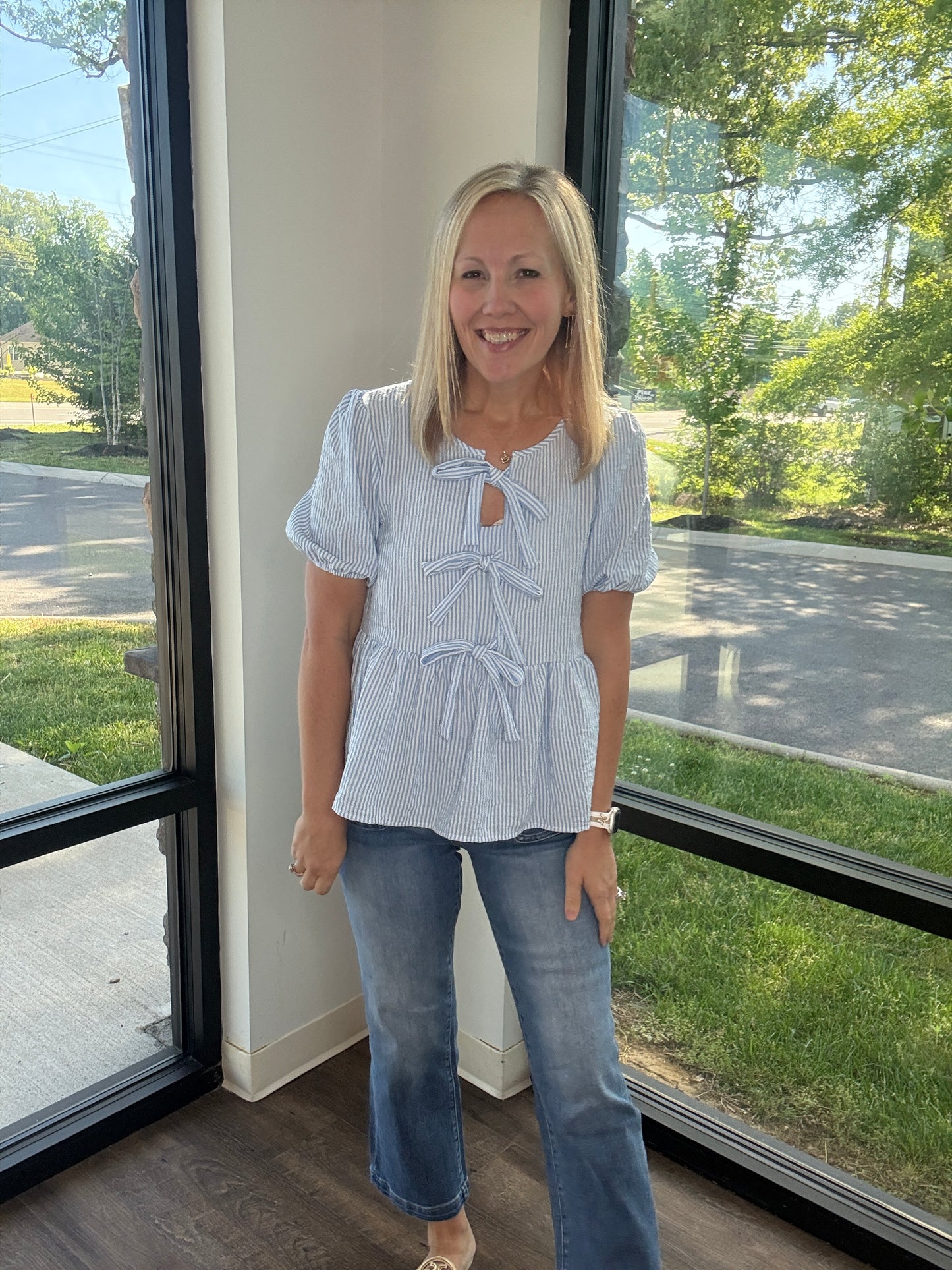Sweet Stripes Top- Blue