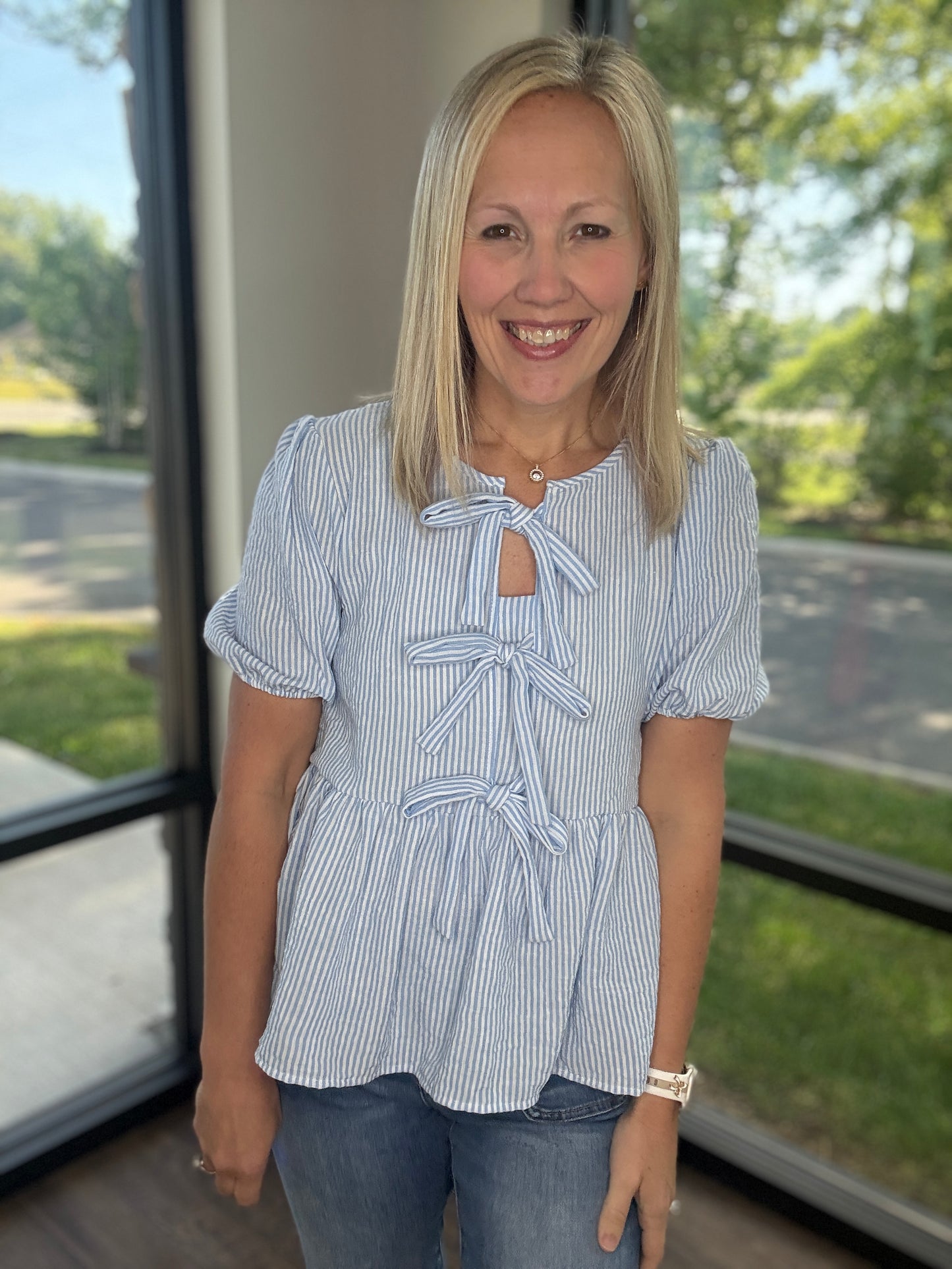 Sweet Stripes Top- Blue