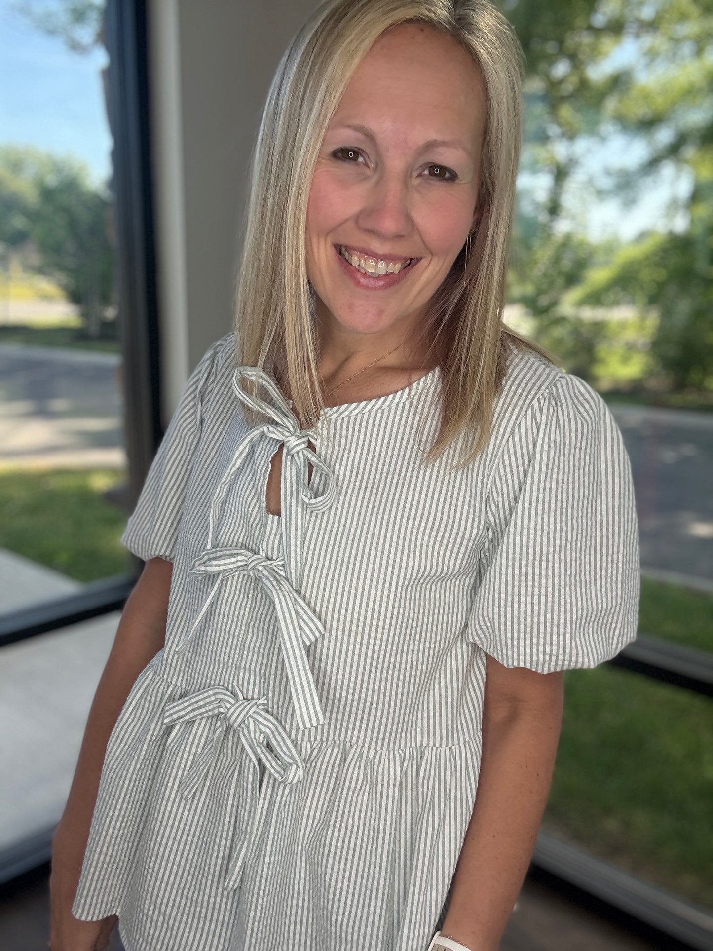 Sweet Stripes Top- Sage