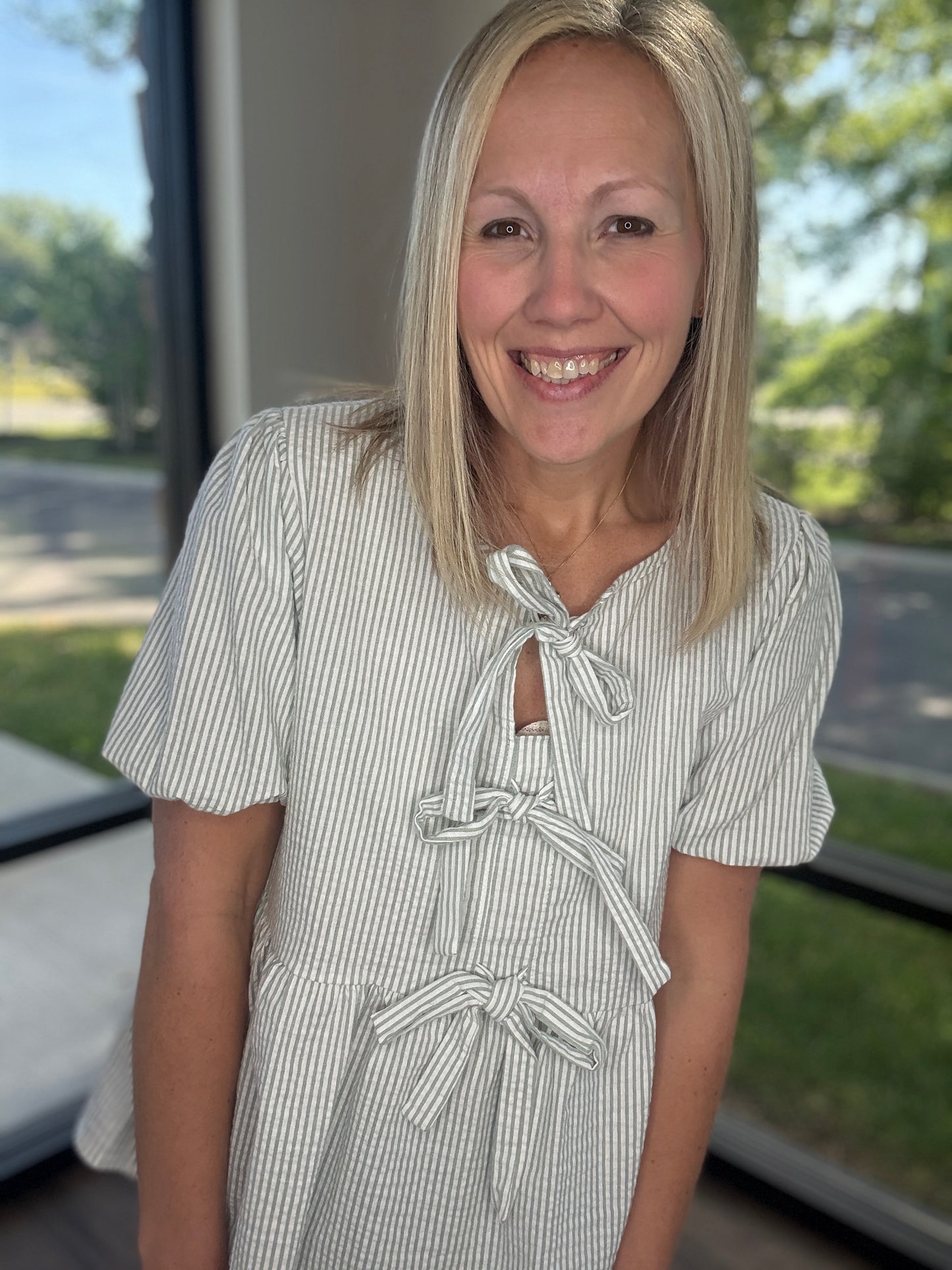 Sweet Stripes Top- Sage