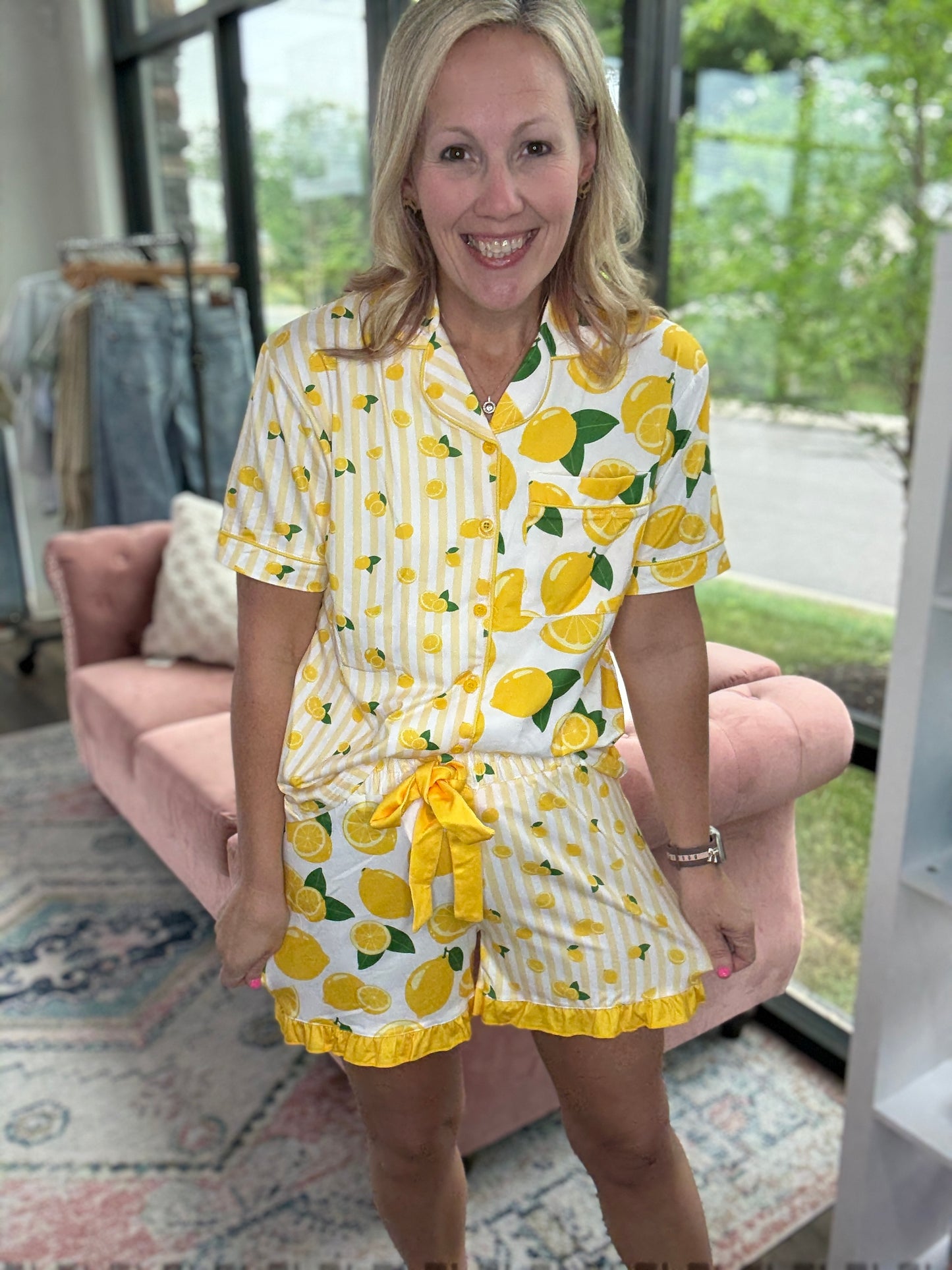 Lemon Ruffle PJ Set (L,XL,3XL)
