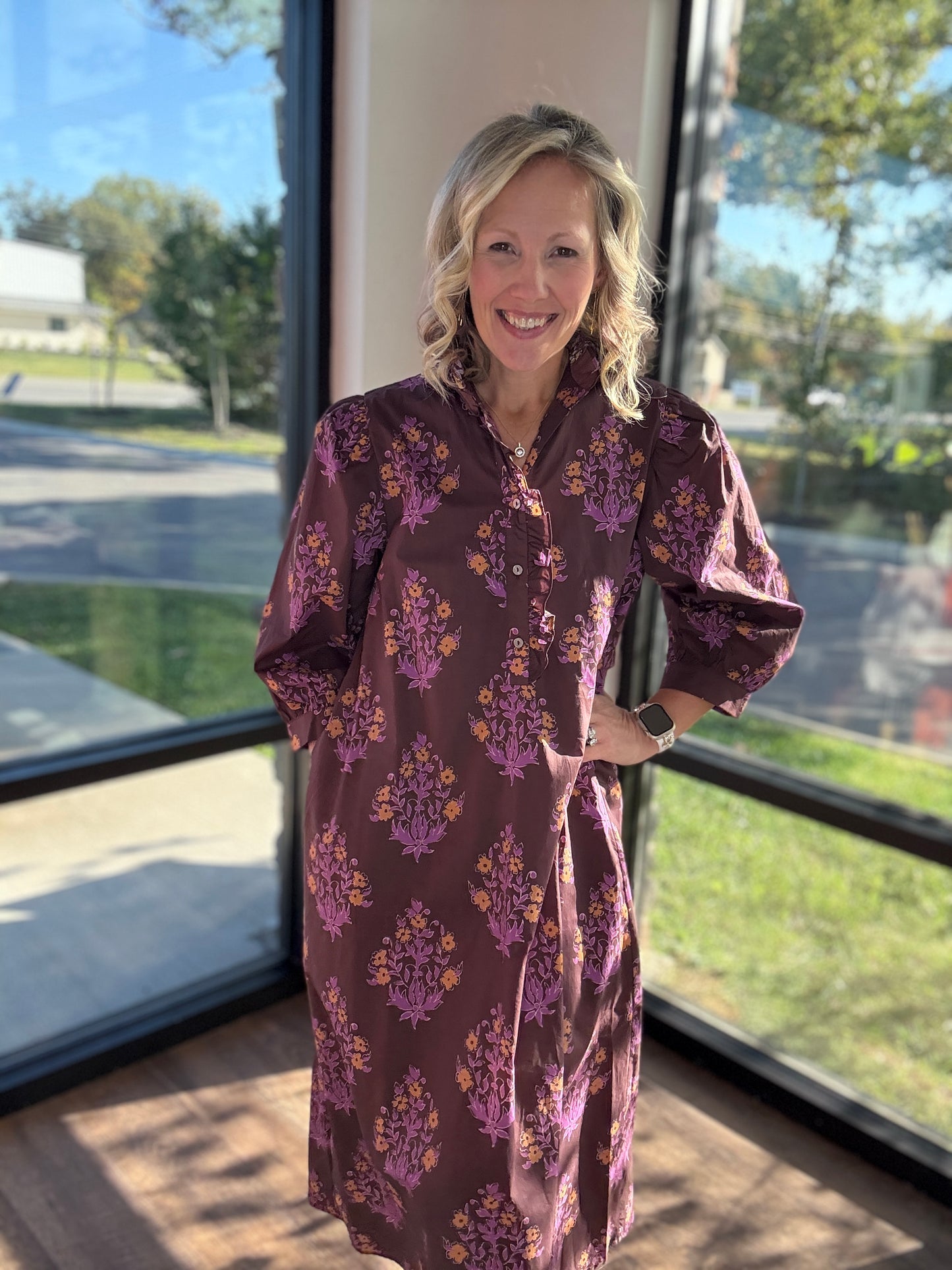 Falling for Florals Dress- Chocolate