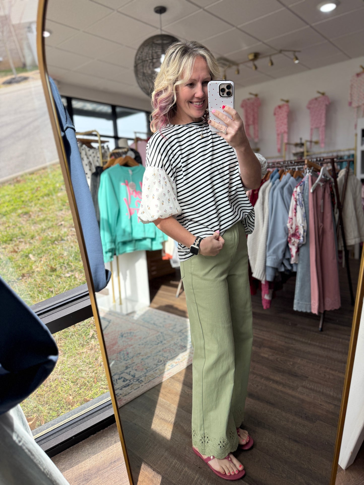 Petal Trim Pants- Green