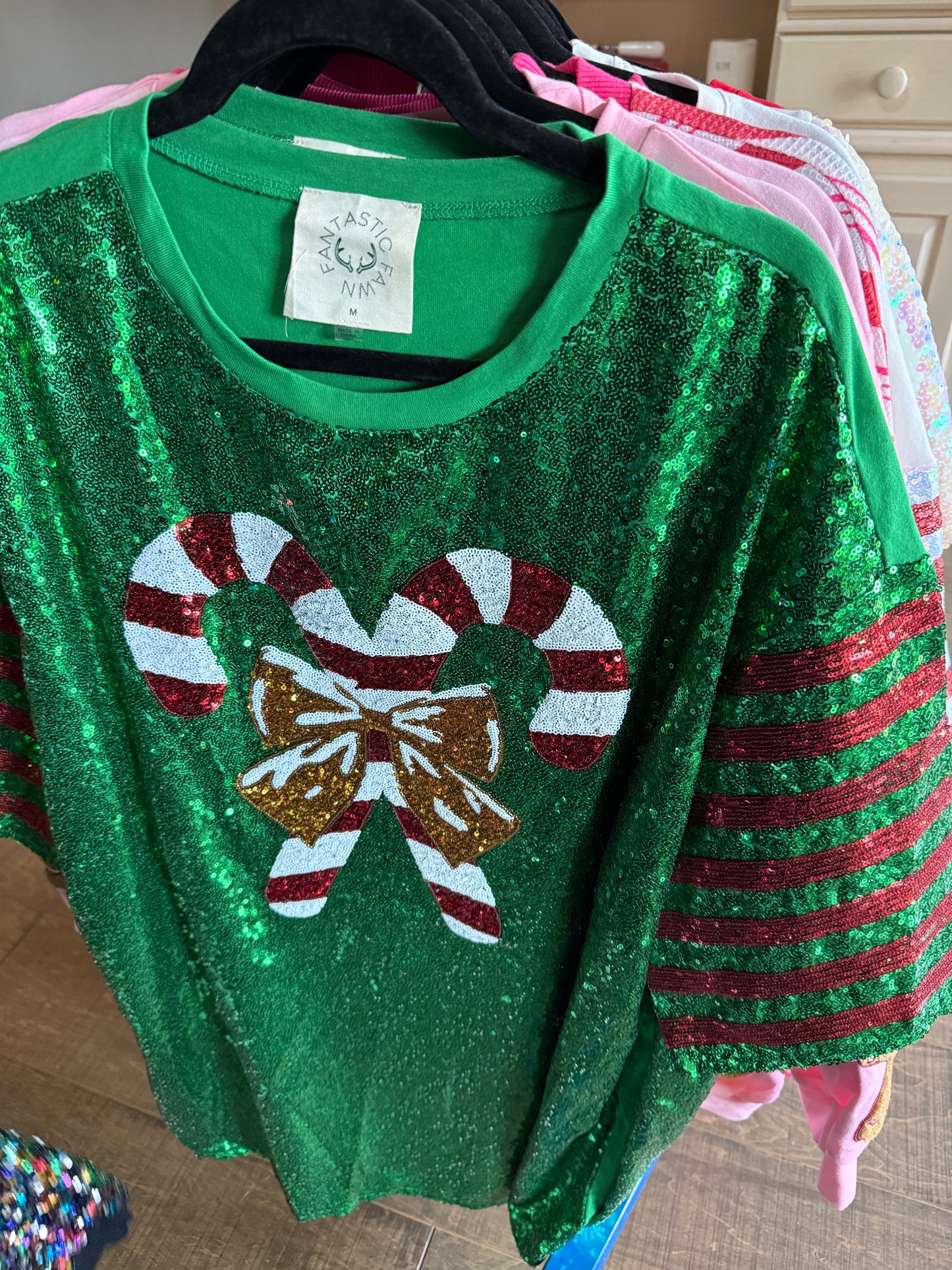 Candy Cane Sparkle Tunic- Green