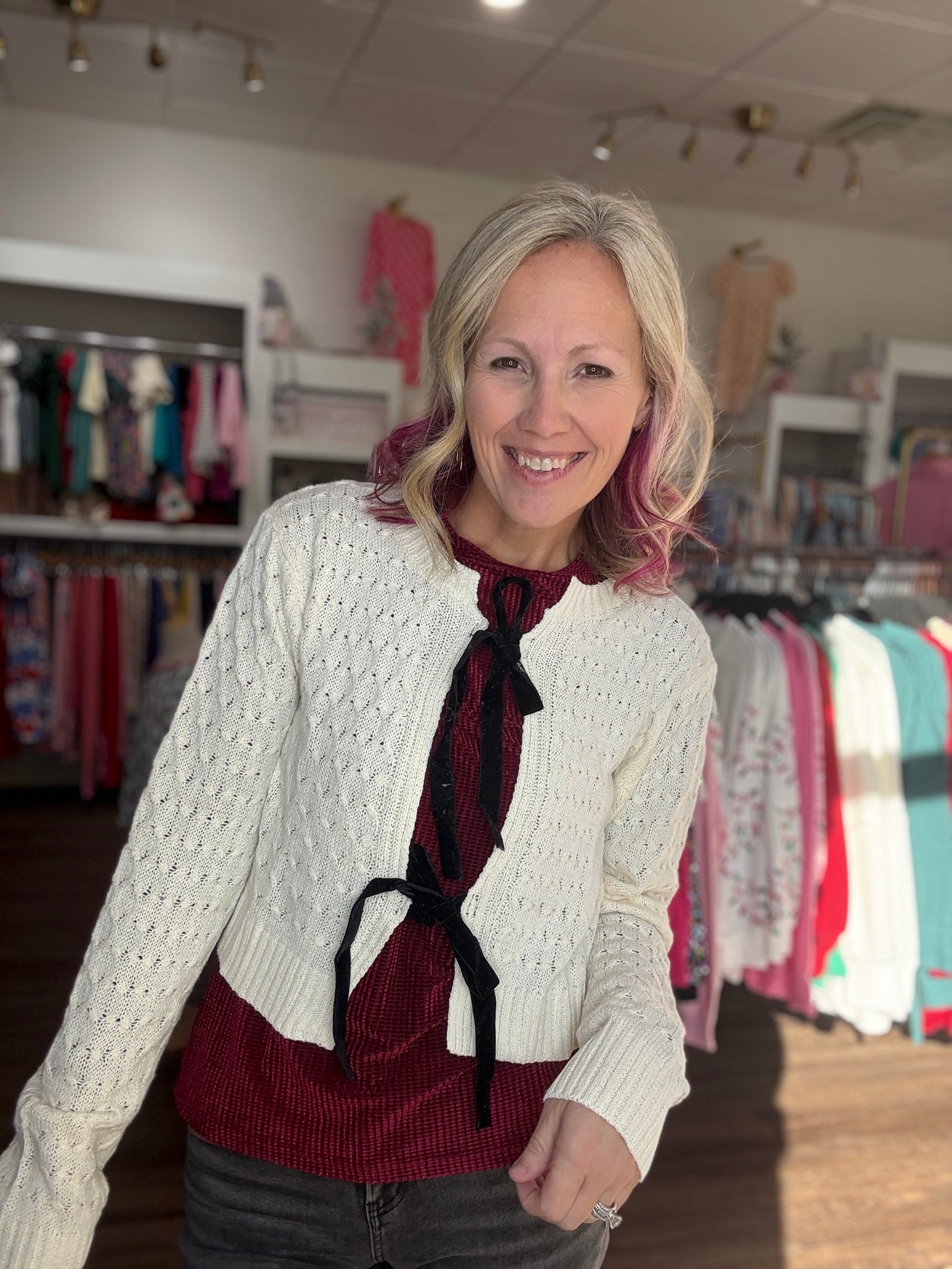 Darling Bow Sweater- Cream