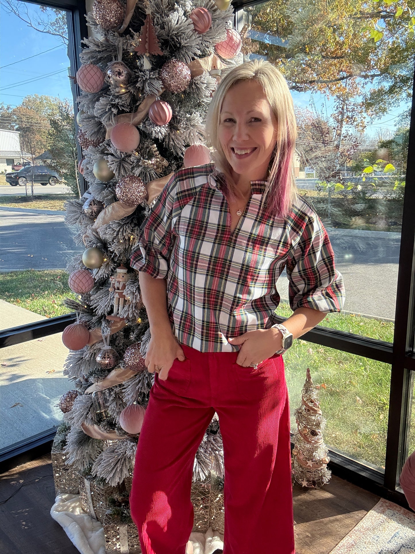 Holly Plaid Ruffle Top