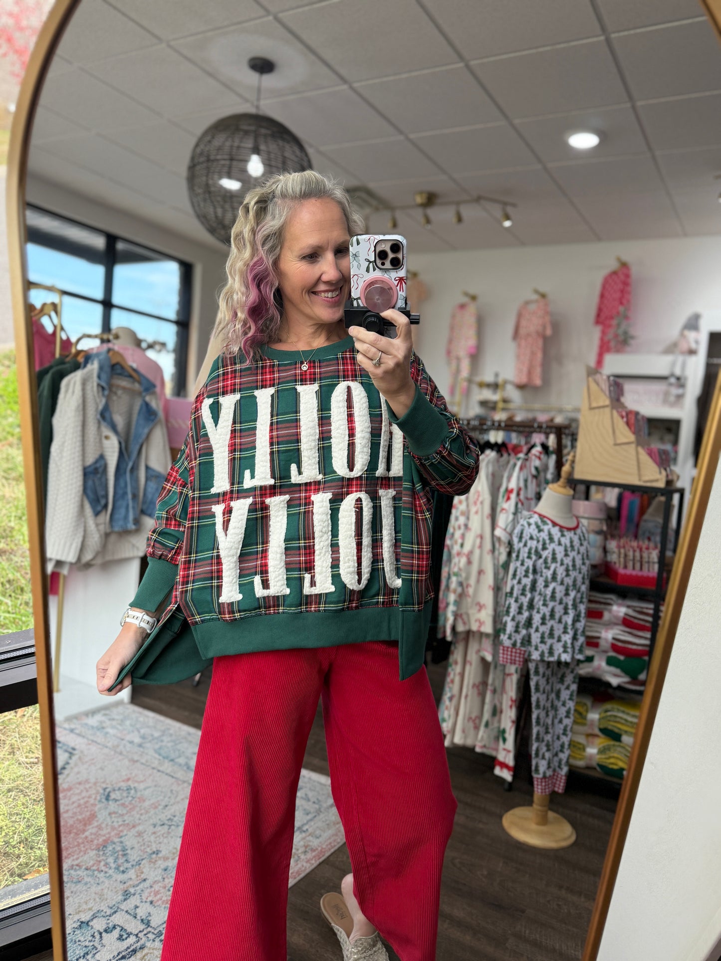 Holly Jolly Cozy Sweatshirt- Green