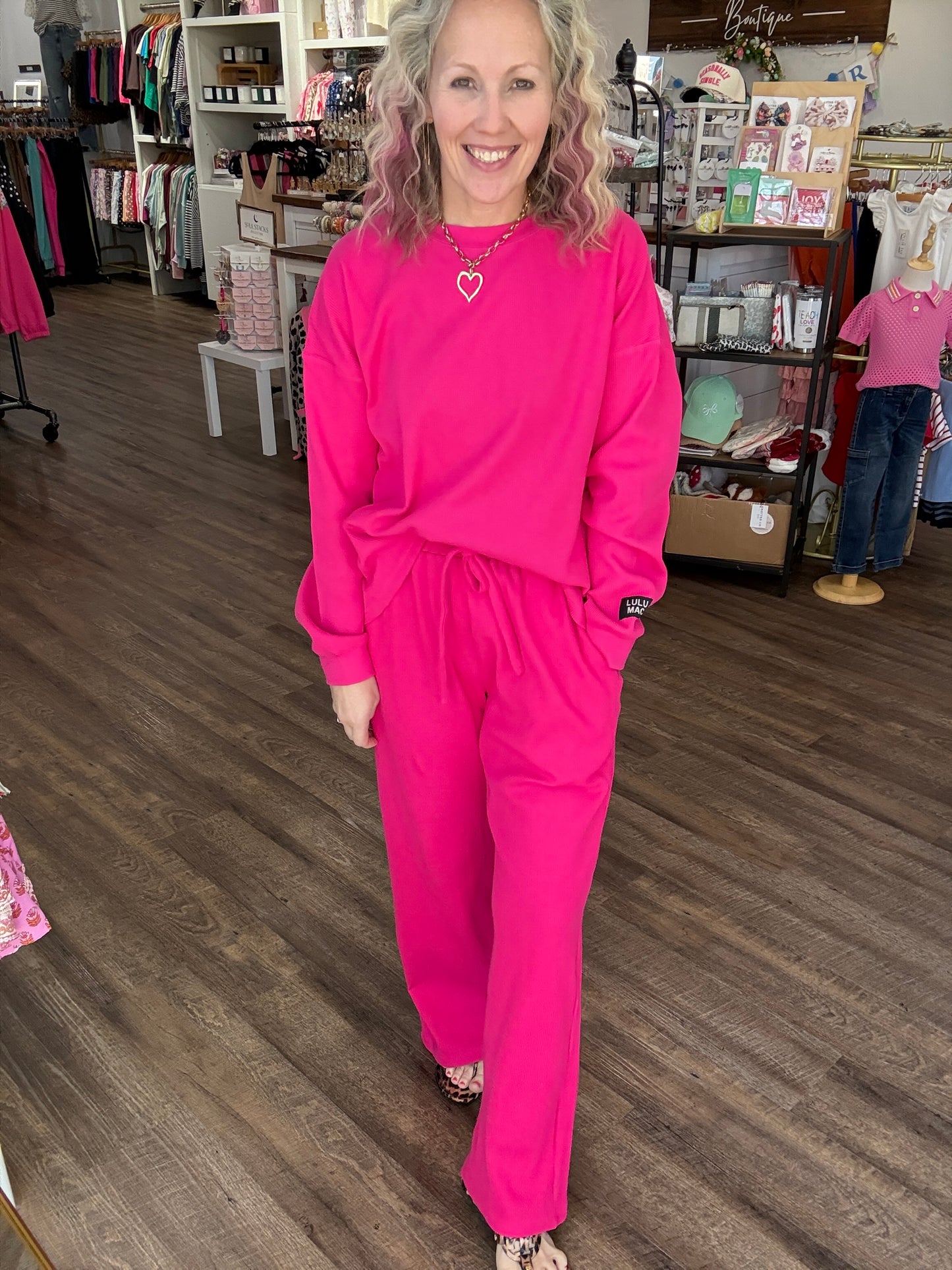 Waffle Pop Pants- Pink