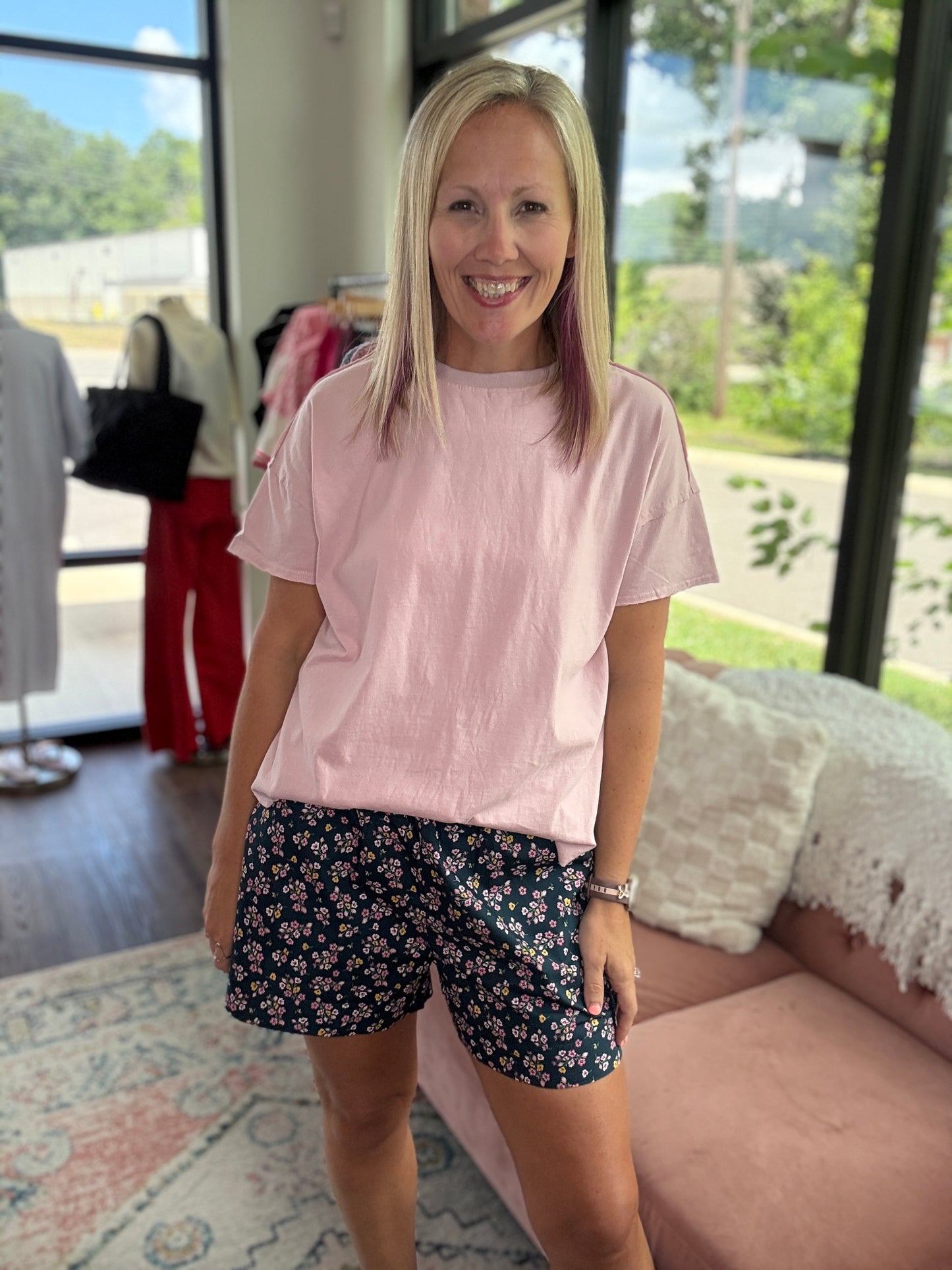 Joey Boyfriend Tee- Pink