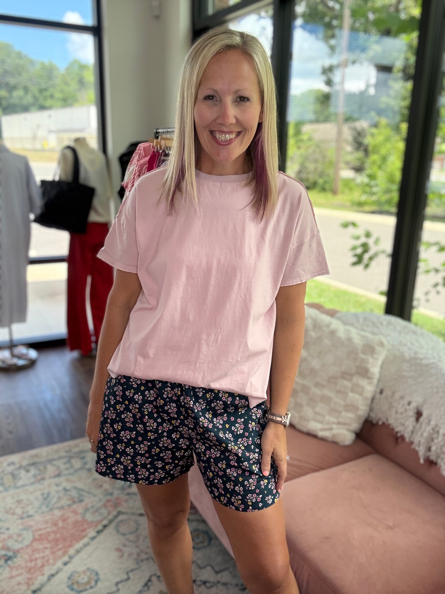 Joey Boyfriend Tee- Pink
