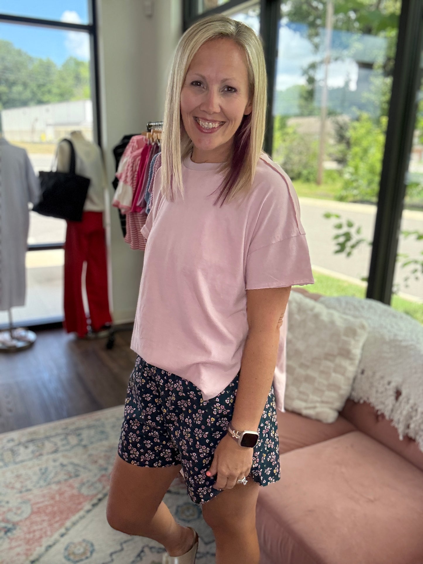 Joey Boyfriend Tee- Pink