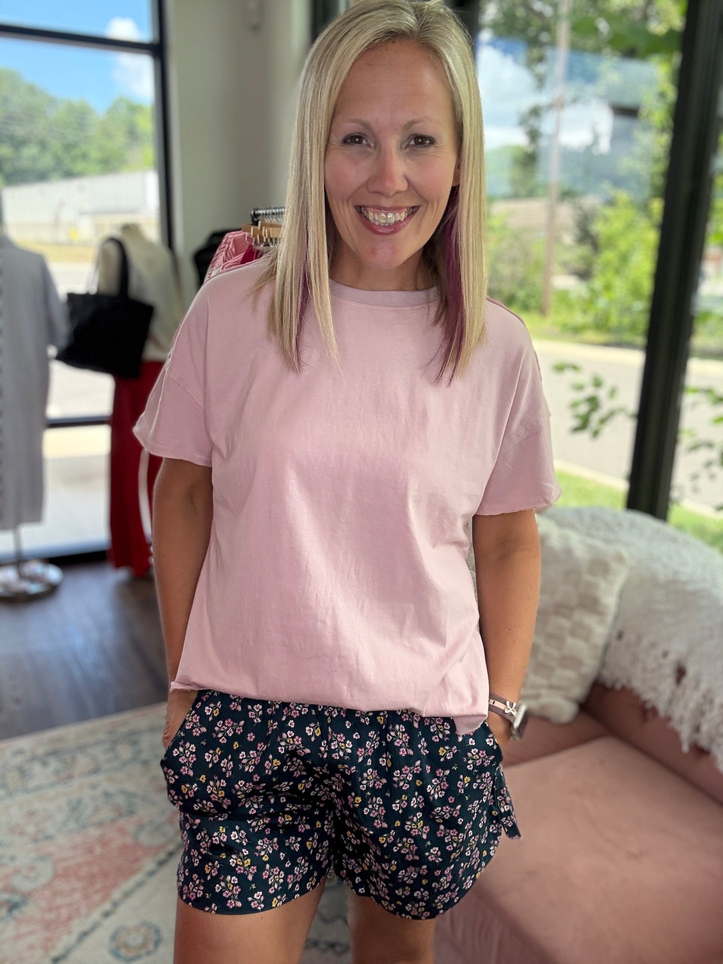 Joey Boyfriend Tee- Pink