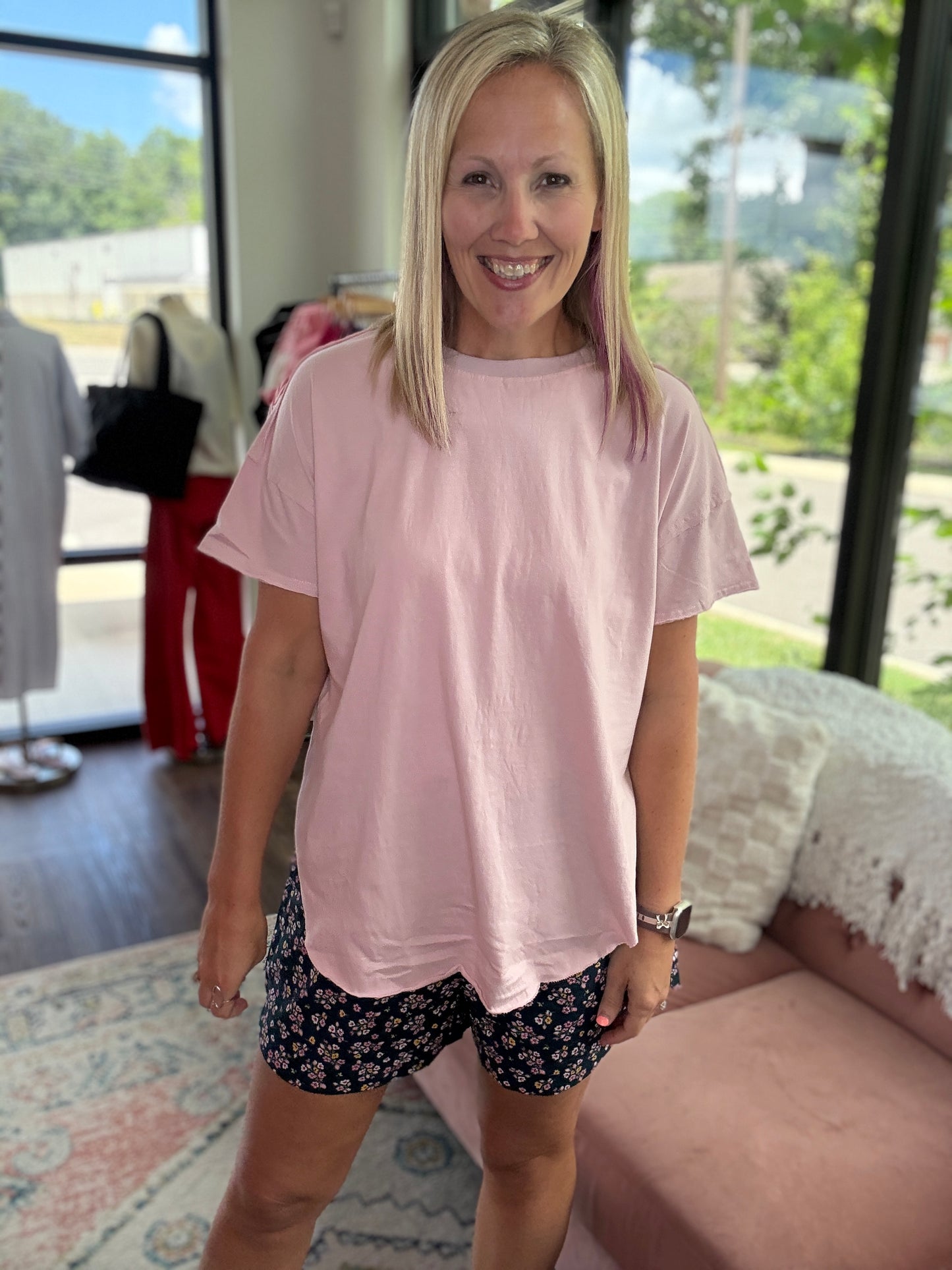 Joey Boyfriend Tee- Pink