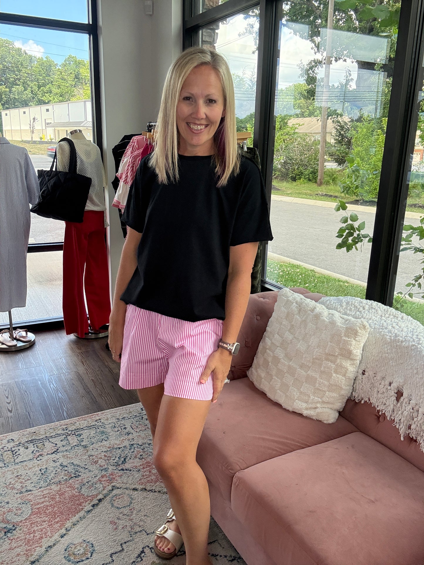 Sun & Fun Shorts- Pink Stripe