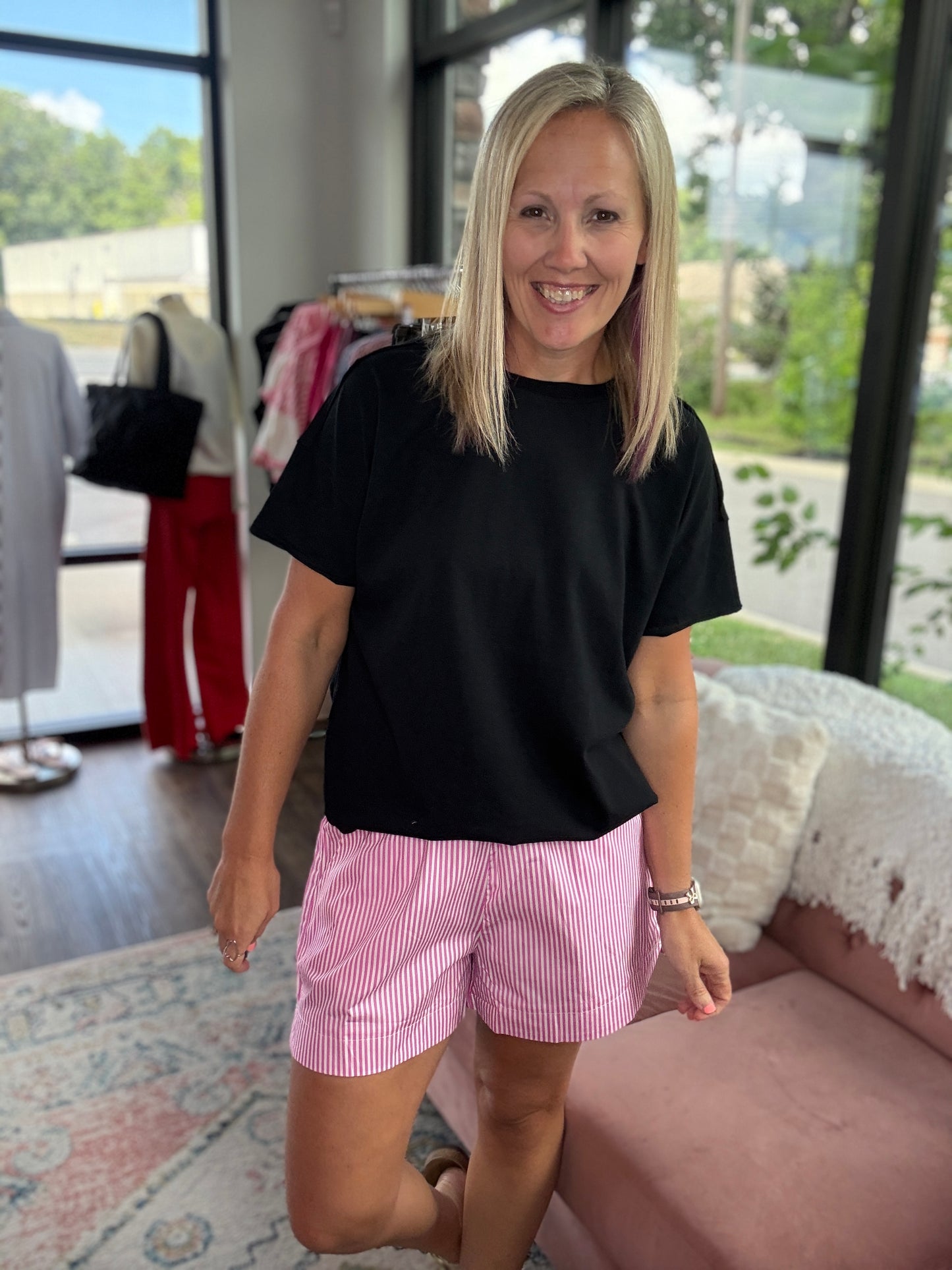Sun & Fun Shorts- Pink Stripe