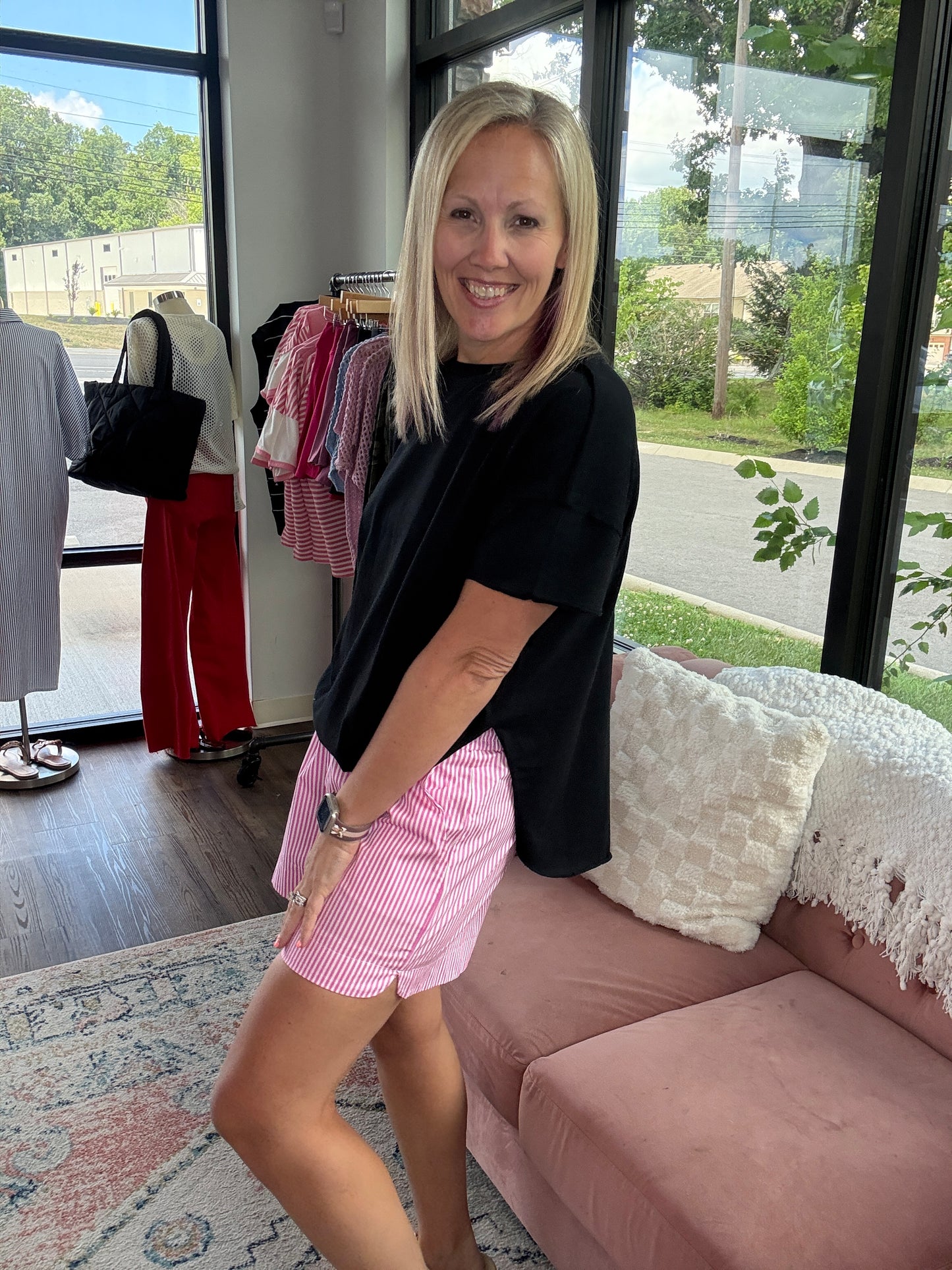 Sun & Fun Shorts- Pink Stripe