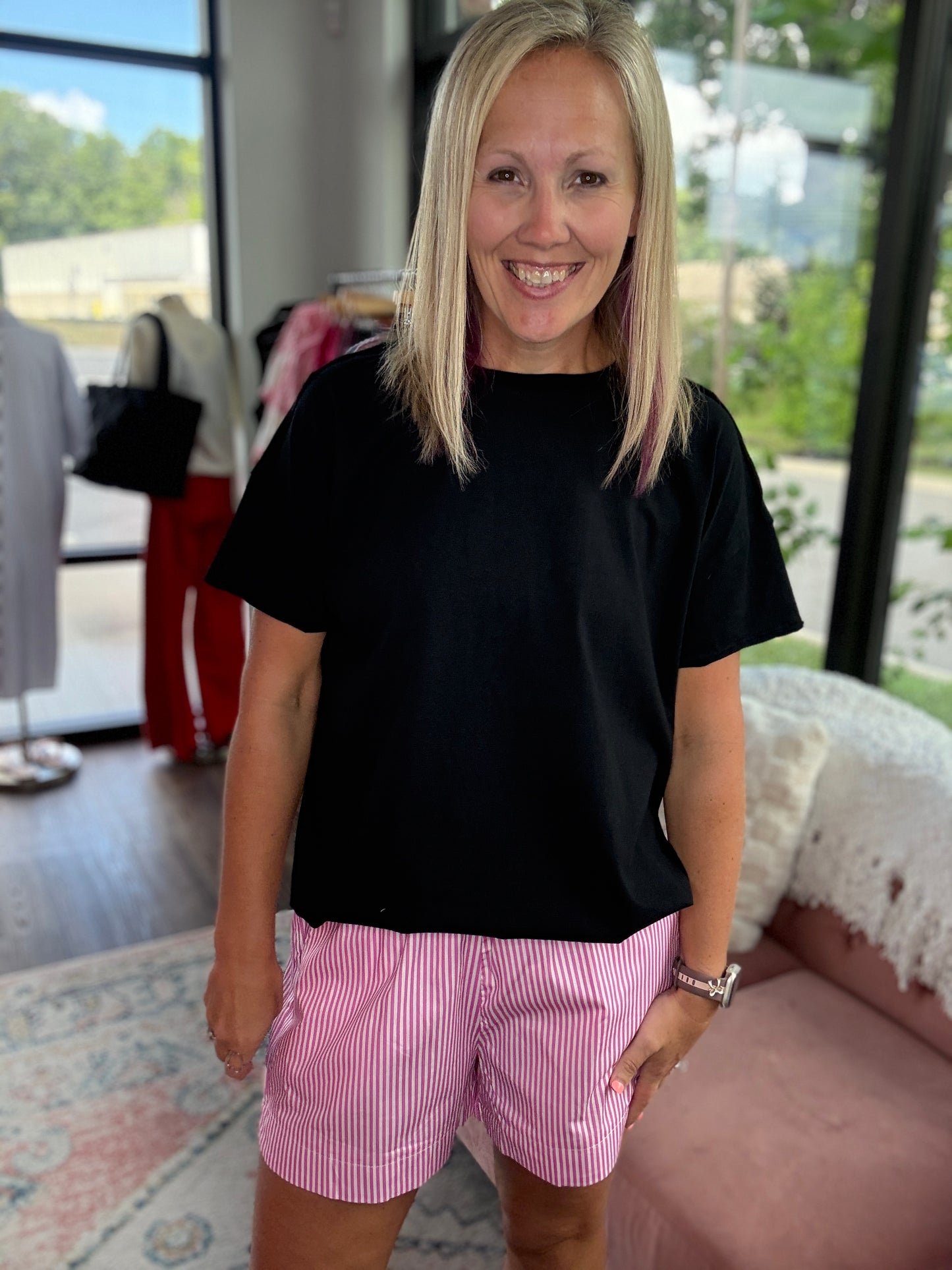 Sun & Fun Shorts- Pink Stripe