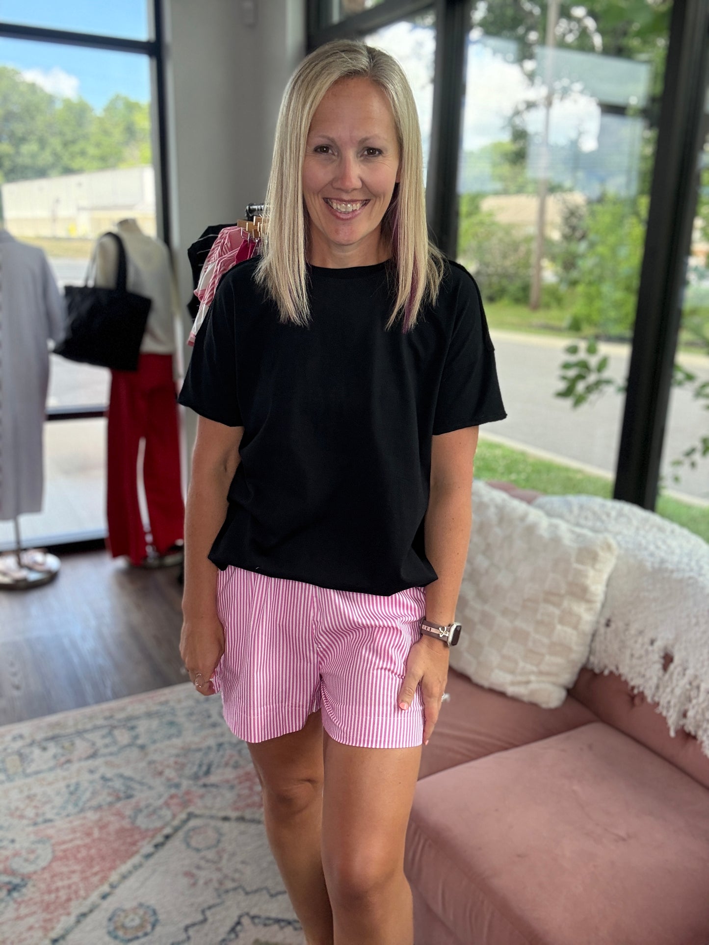 Sun & Fun Shorts- Pink Stripe