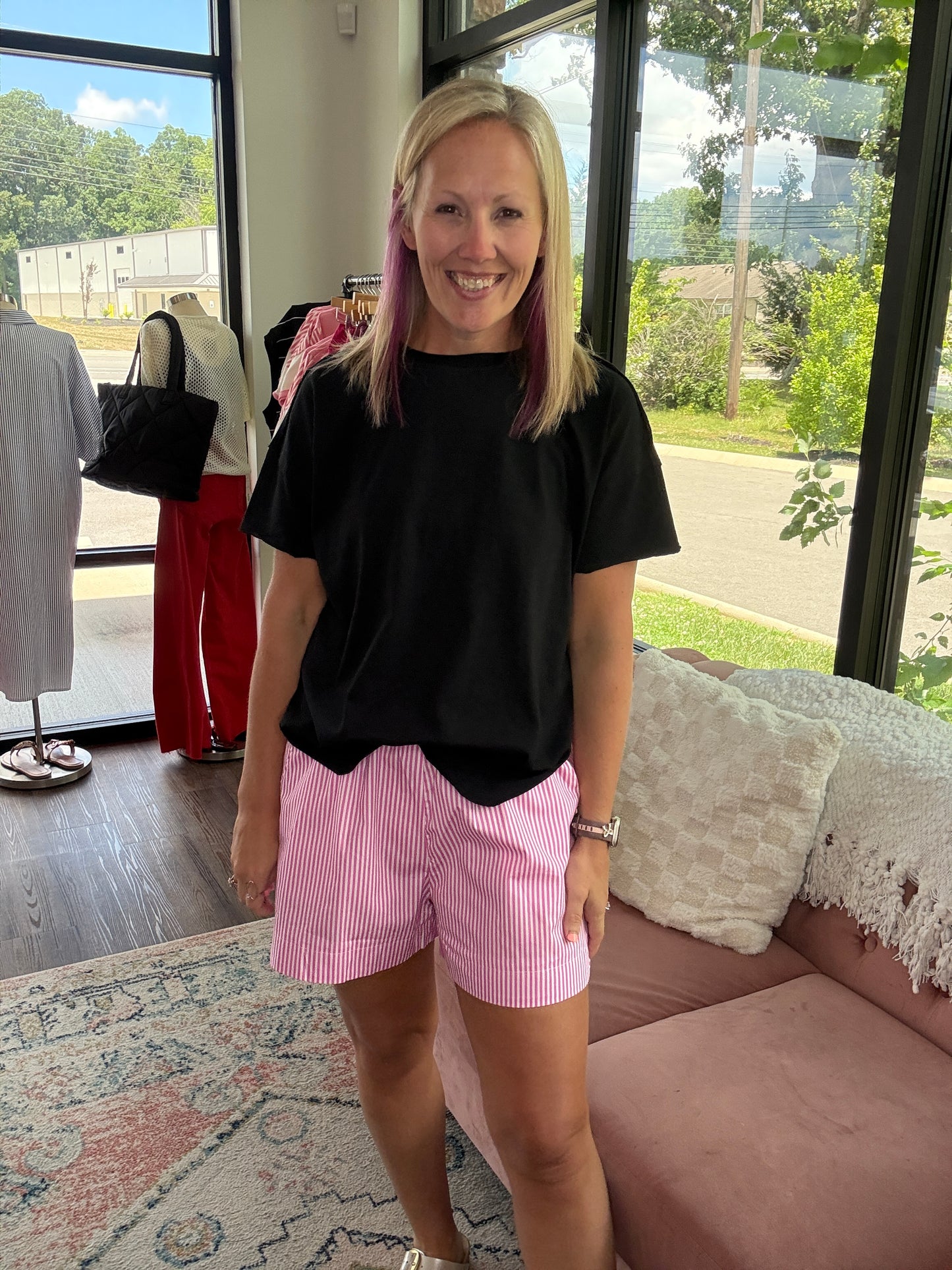 Sun & Fun Shorts- Pink Stripe