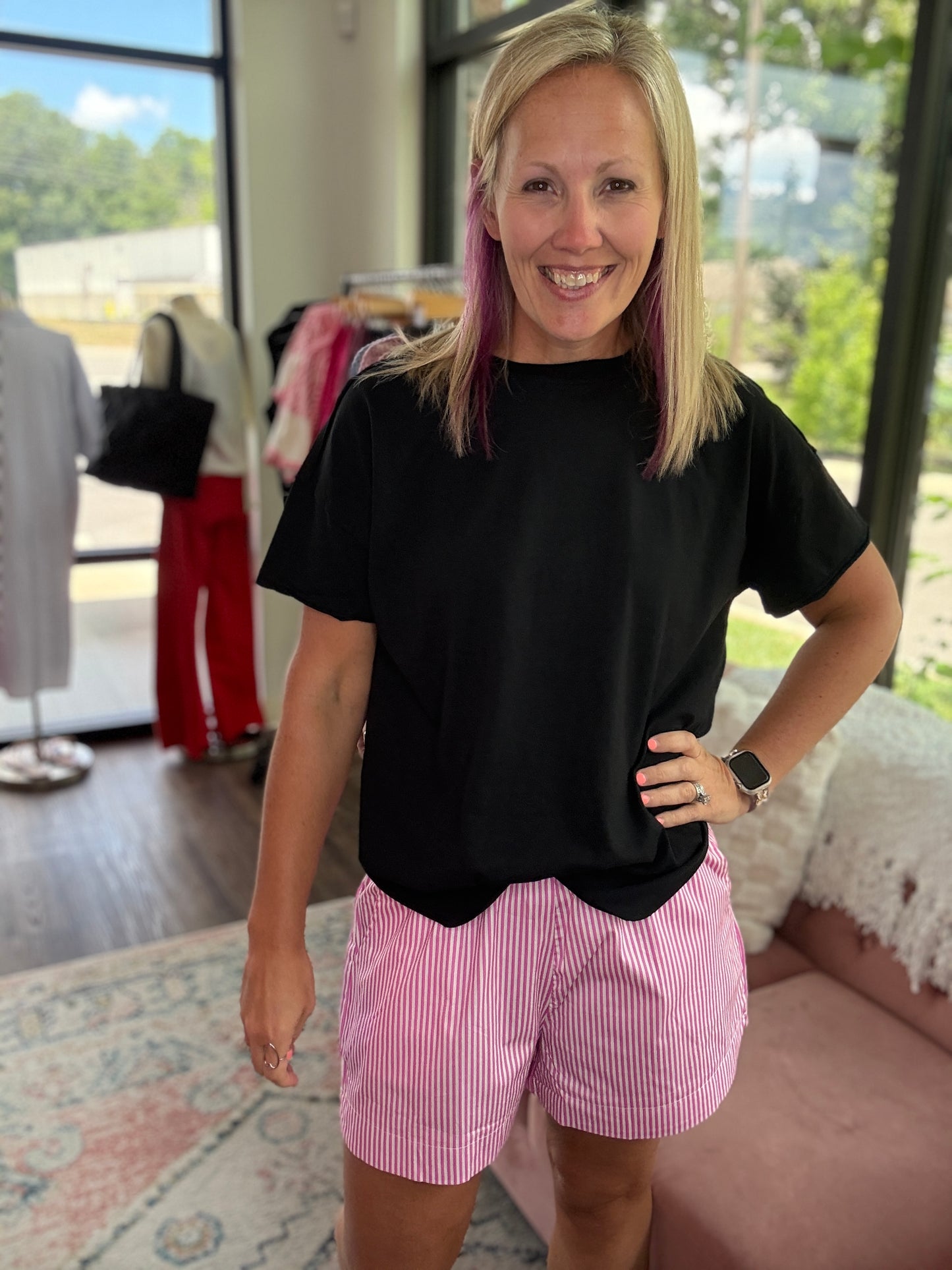Sun & Fun Shorts- Pink Stripe