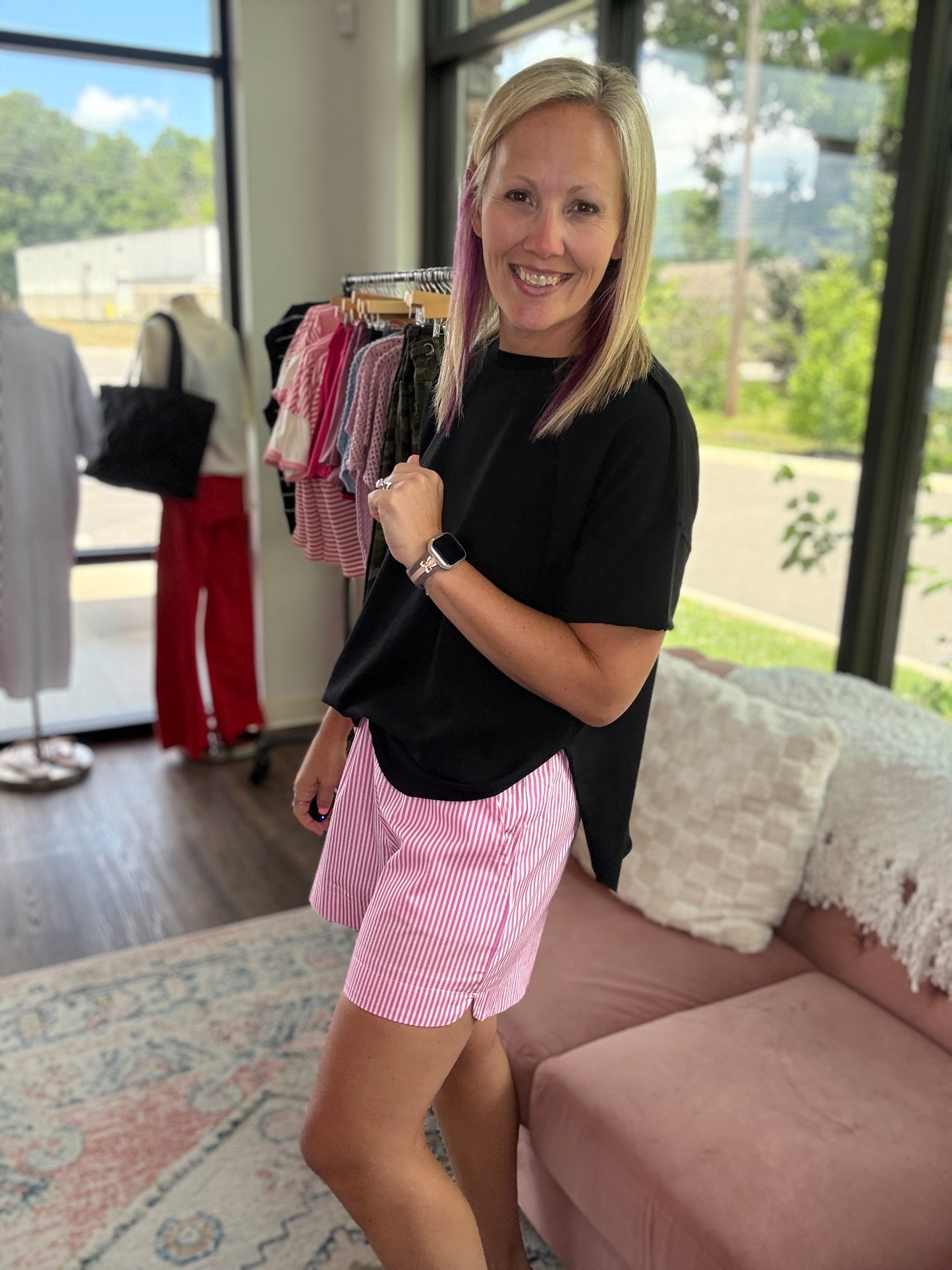 Sun & Fun Shorts- Pink Stripe