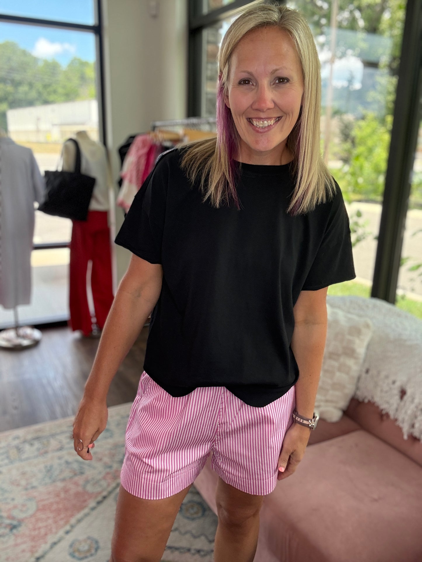 Sun & Fun Shorts- Pink Stripe