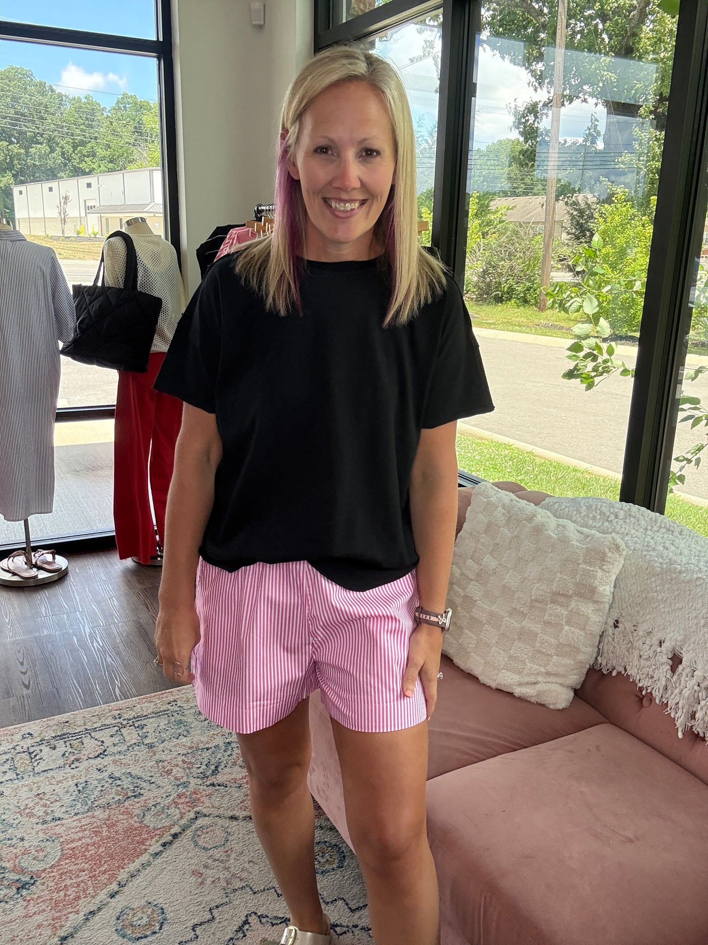 Sun & Fun Shorts- Pink Stripe
