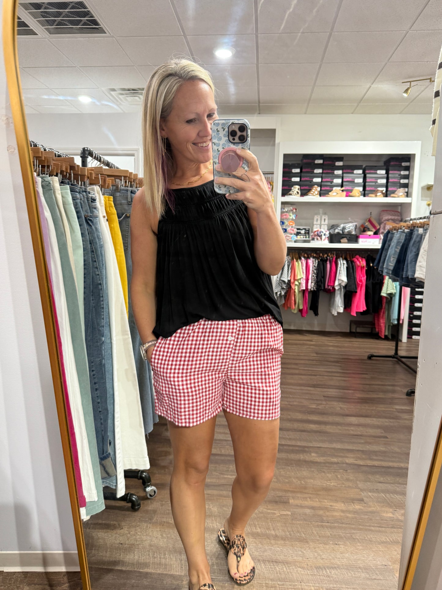 Red Gingham Check Shorts