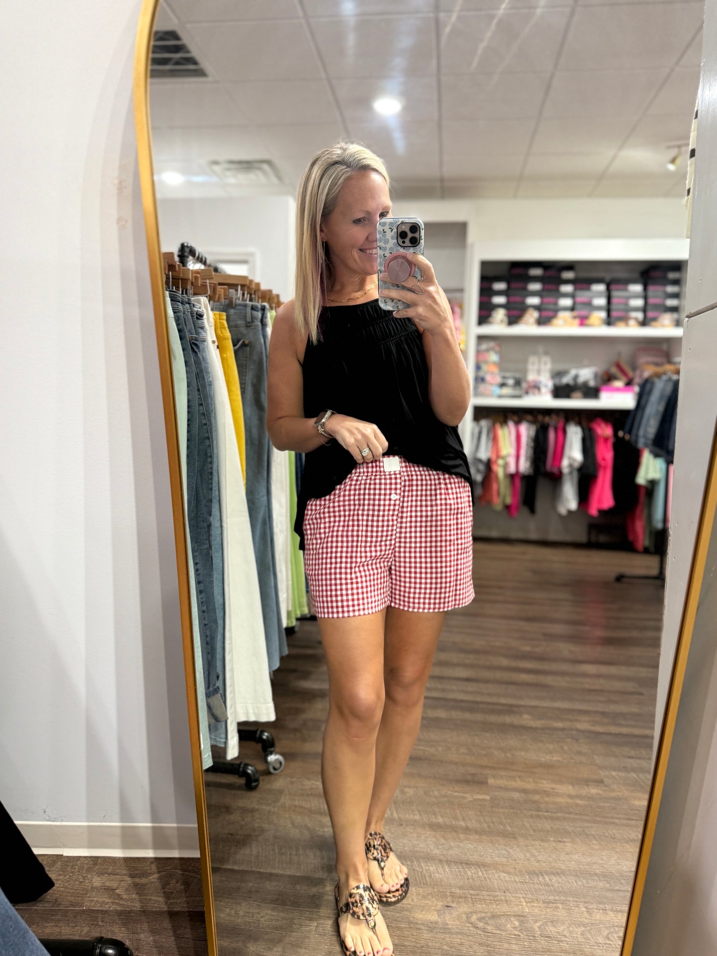 Red Gingham Check Shorts