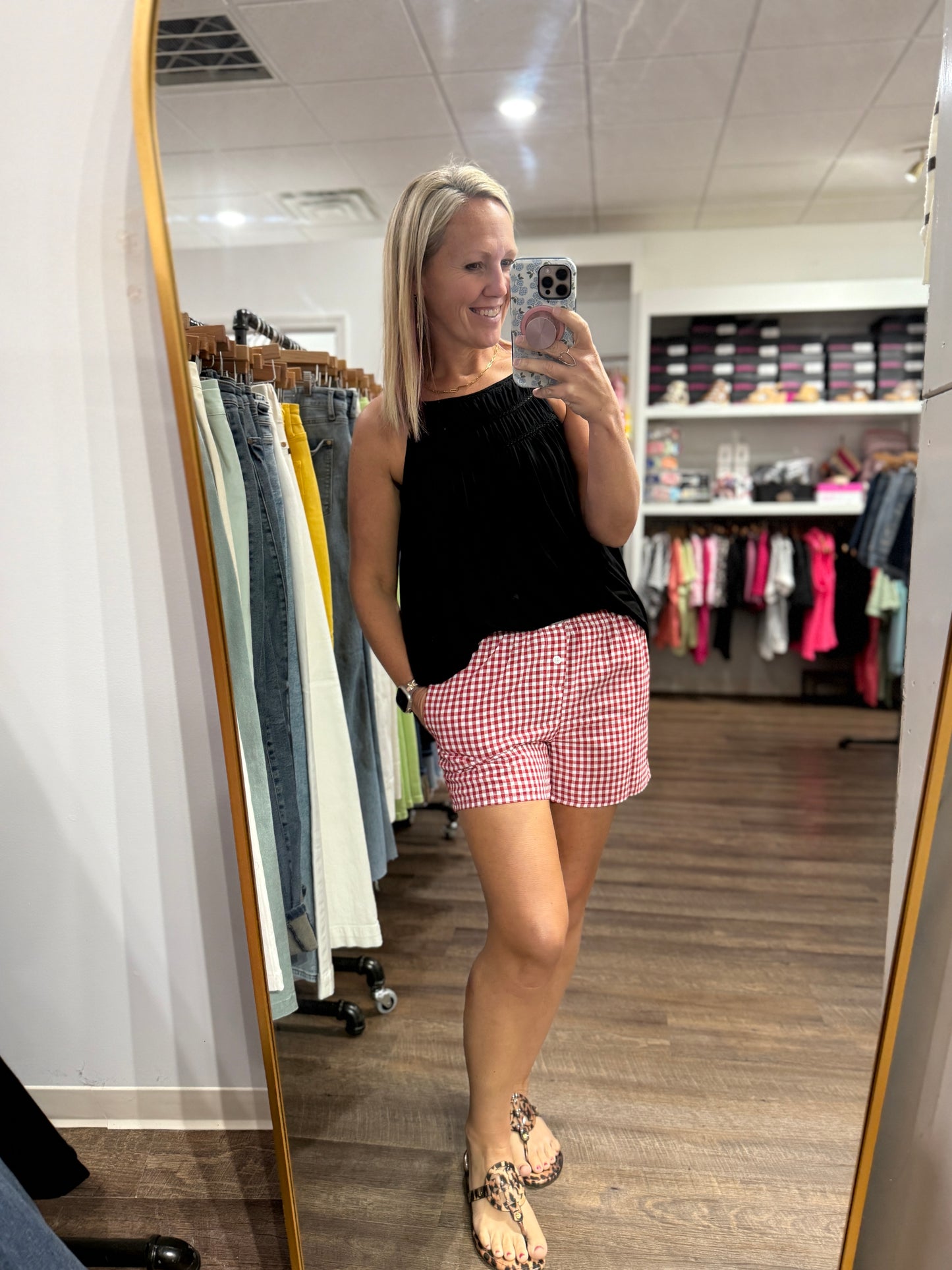 Red Gingham Check Shorts