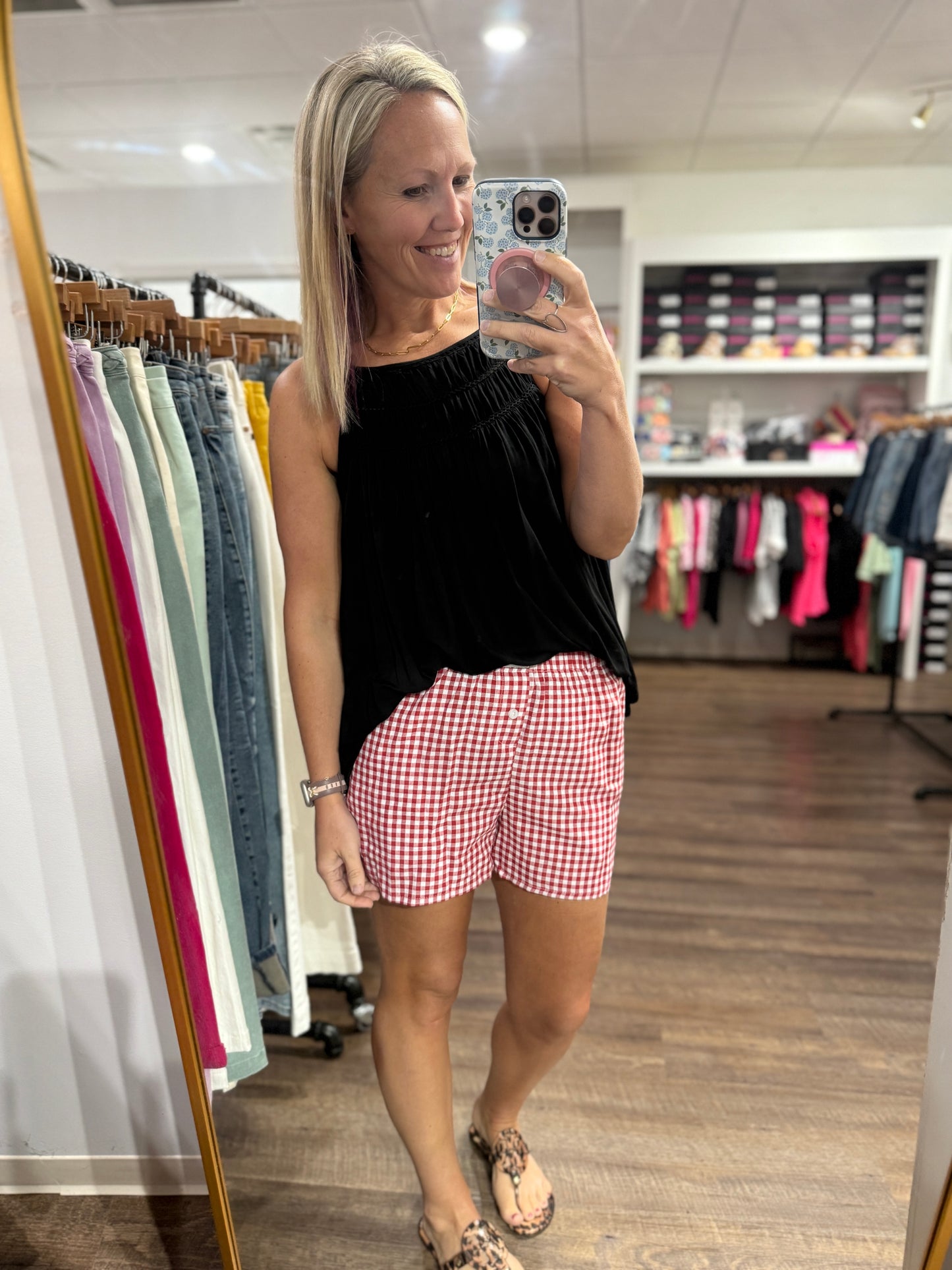 Red Gingham Check Shorts